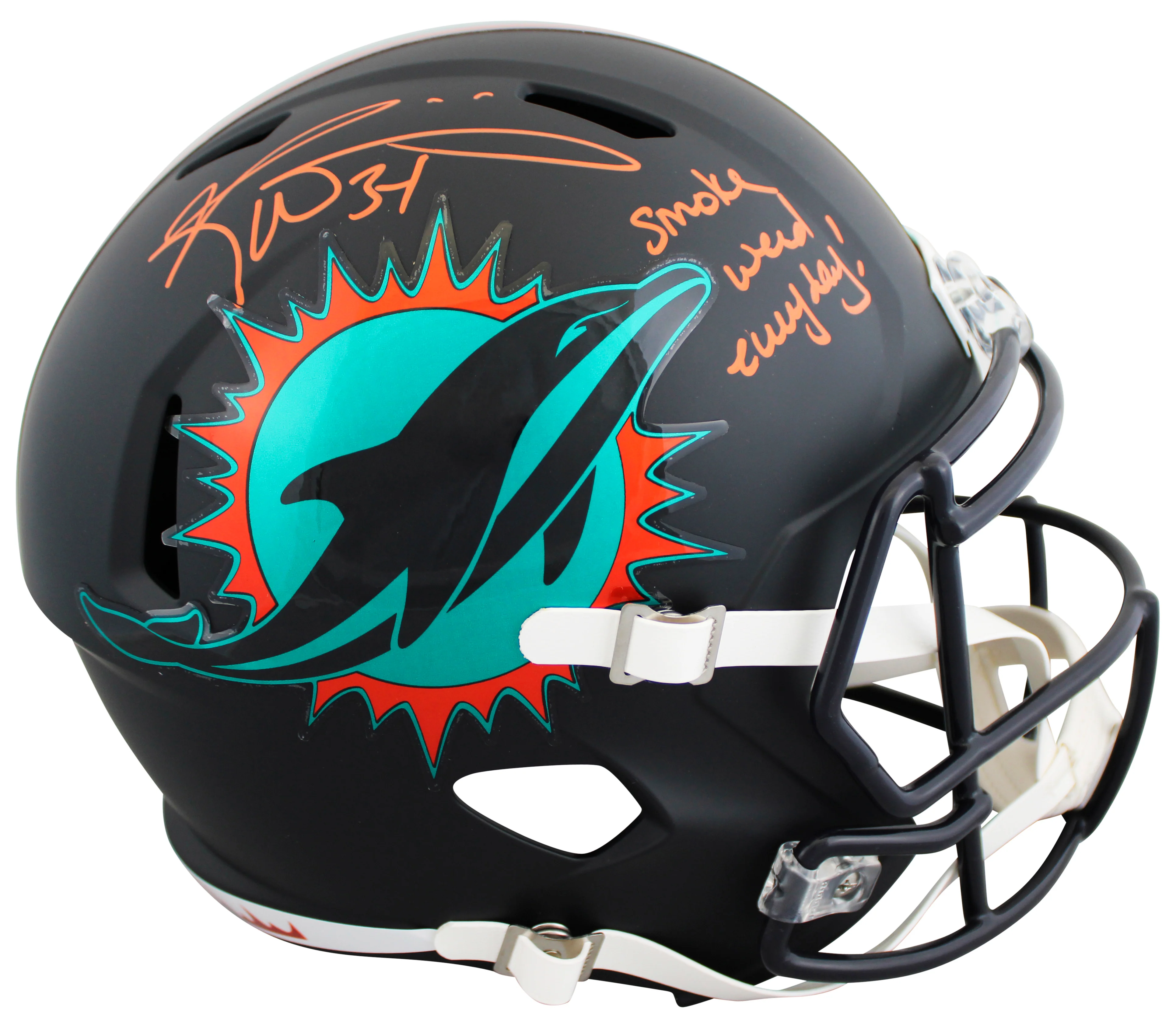 Dolphins Ricky Williams "SWE" Signed Rivalries F/S Speed Rep Helmet W/ Case JSA - Image 3