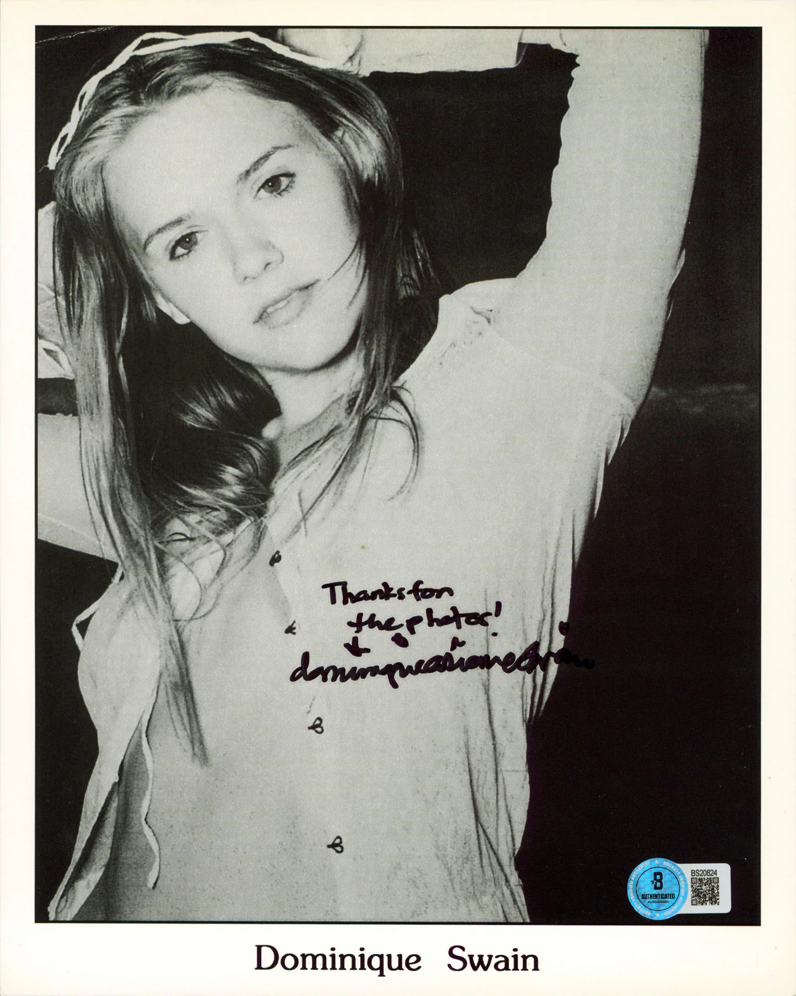 Dominique Swain Lolita "Thanks For The Photos!" Signed 8x10 Photo BAS #BS20824