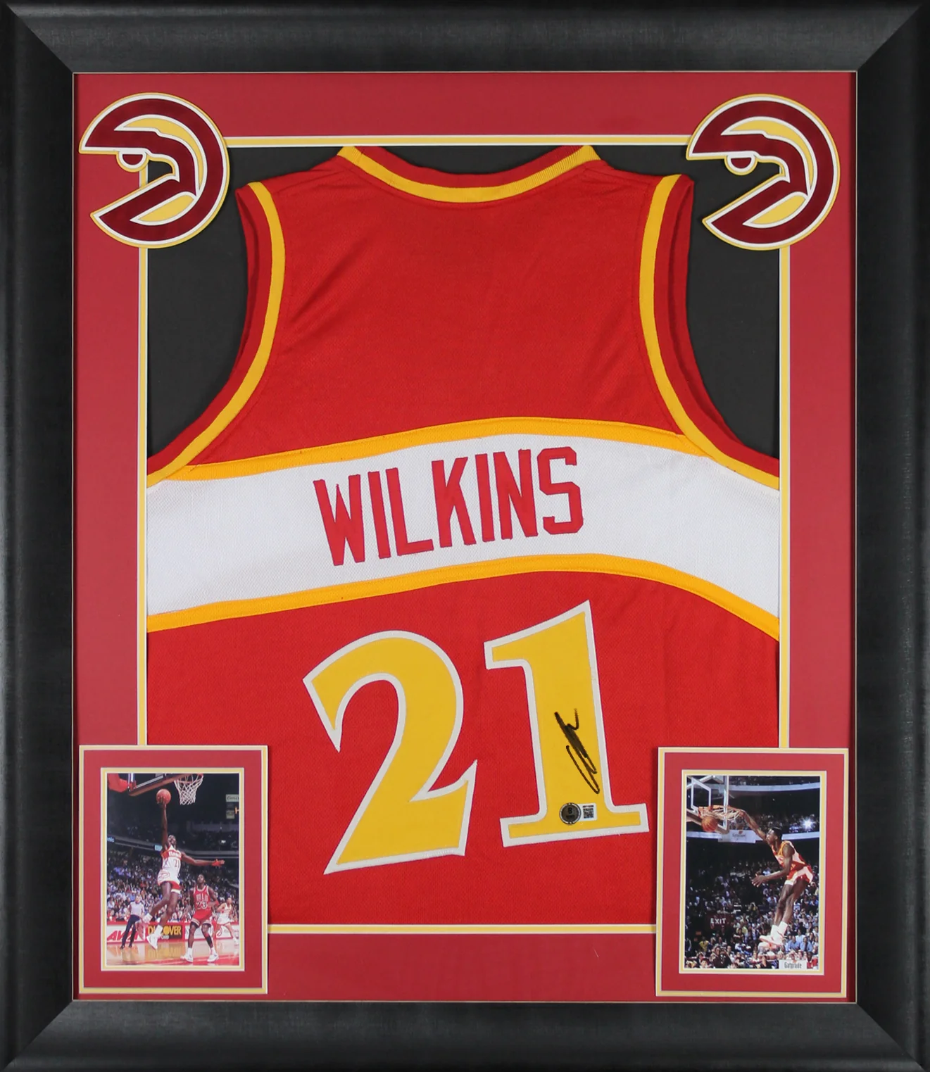 Dominique Wilkins Authentic Signed Red Pro Style Framed Jersey BAS Witnessed - Image 2