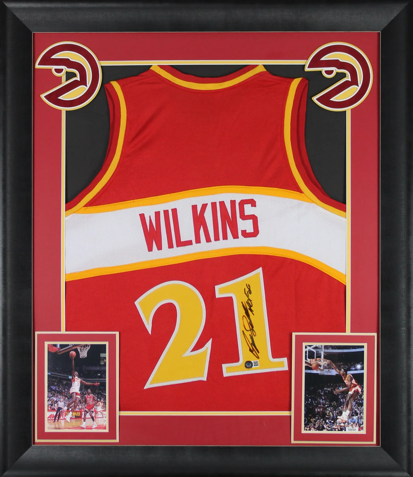 Dominique Wilkins "HOF 06" Authentic Signed Red Pro Style Framed Jersey BAS - Image 2