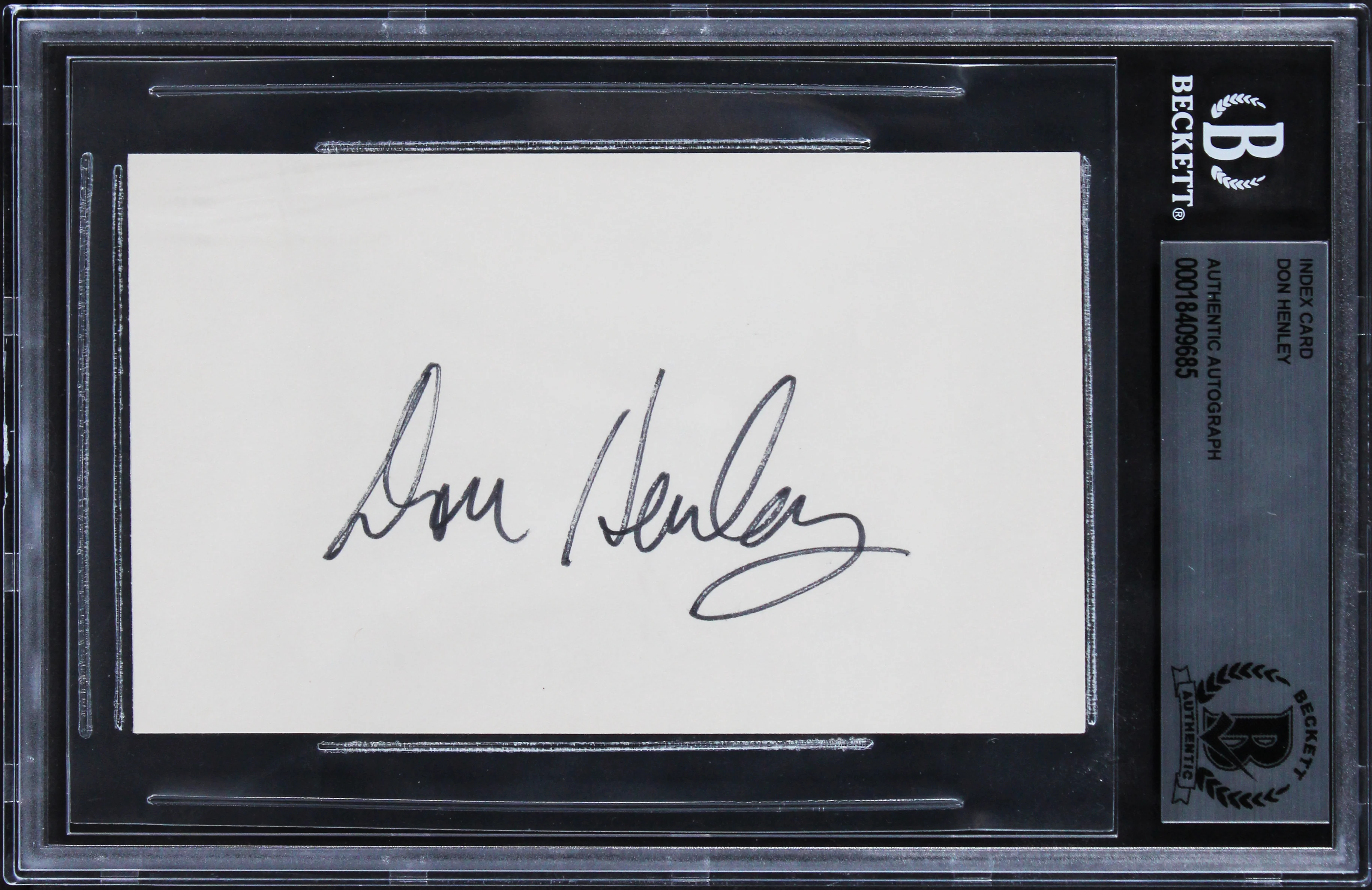 Don Henley The Eagles Authentic Signed 3x5 Index Card Autographed BAS Slabbed - Image 2