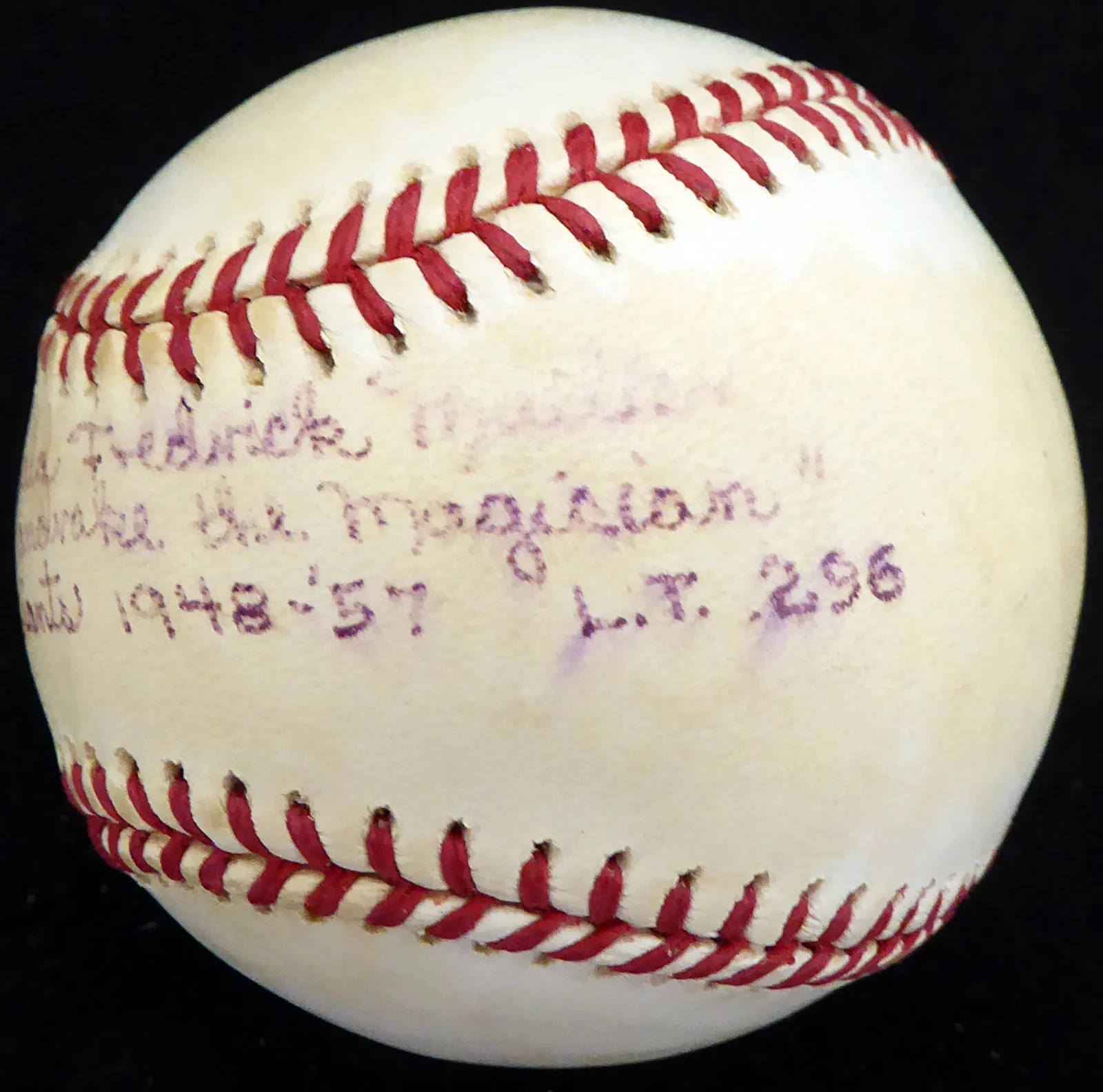Don Mueller Autographed Official NL Baseball New York Giants "Full Name "Mandrake the Magician" NY Giants 1948-57 L.T. .296" Beckett BAS #S78460 - Image 2