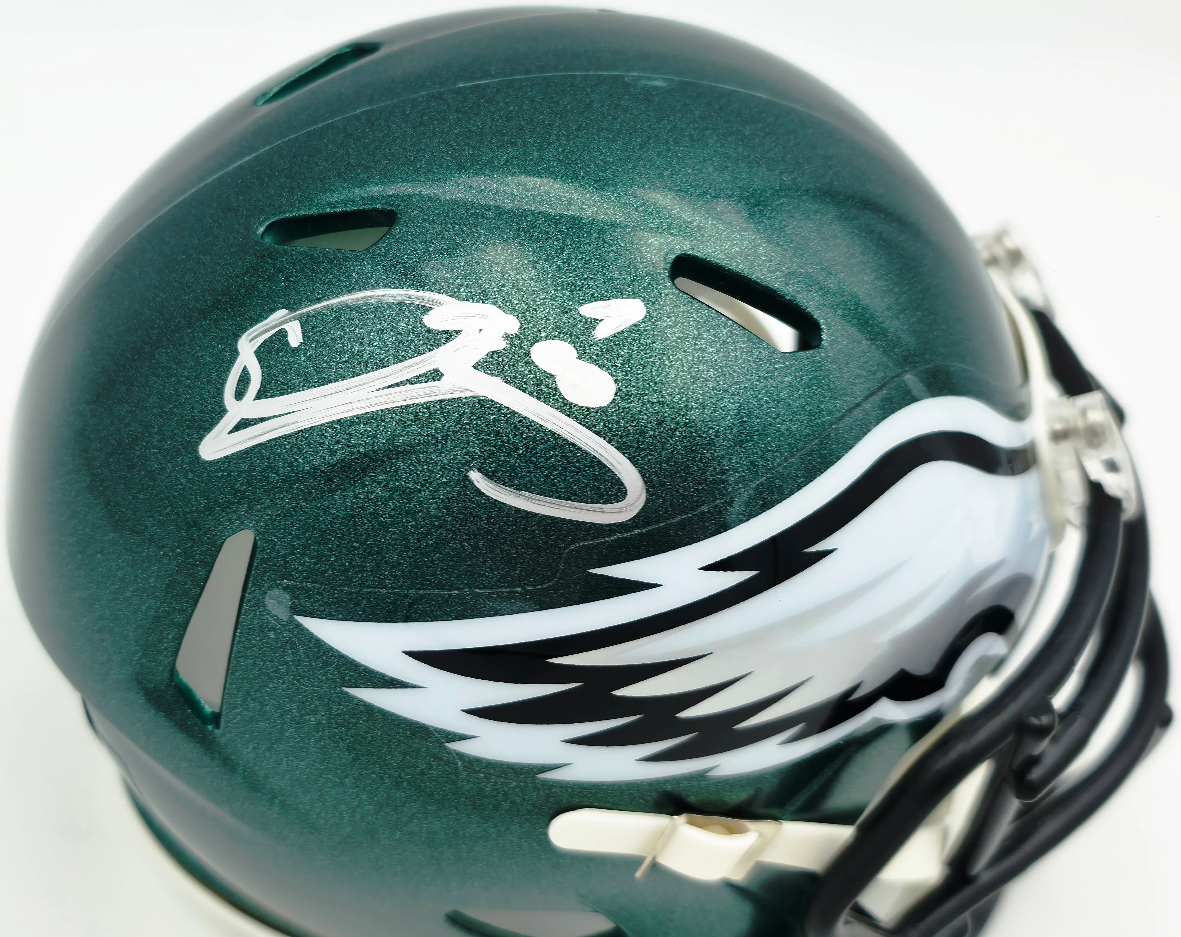 Donovan McNabb Autographed Philadelphia Eagles Green Mini Helmet Beckett BAS Witness Stock #256865 - Image 2