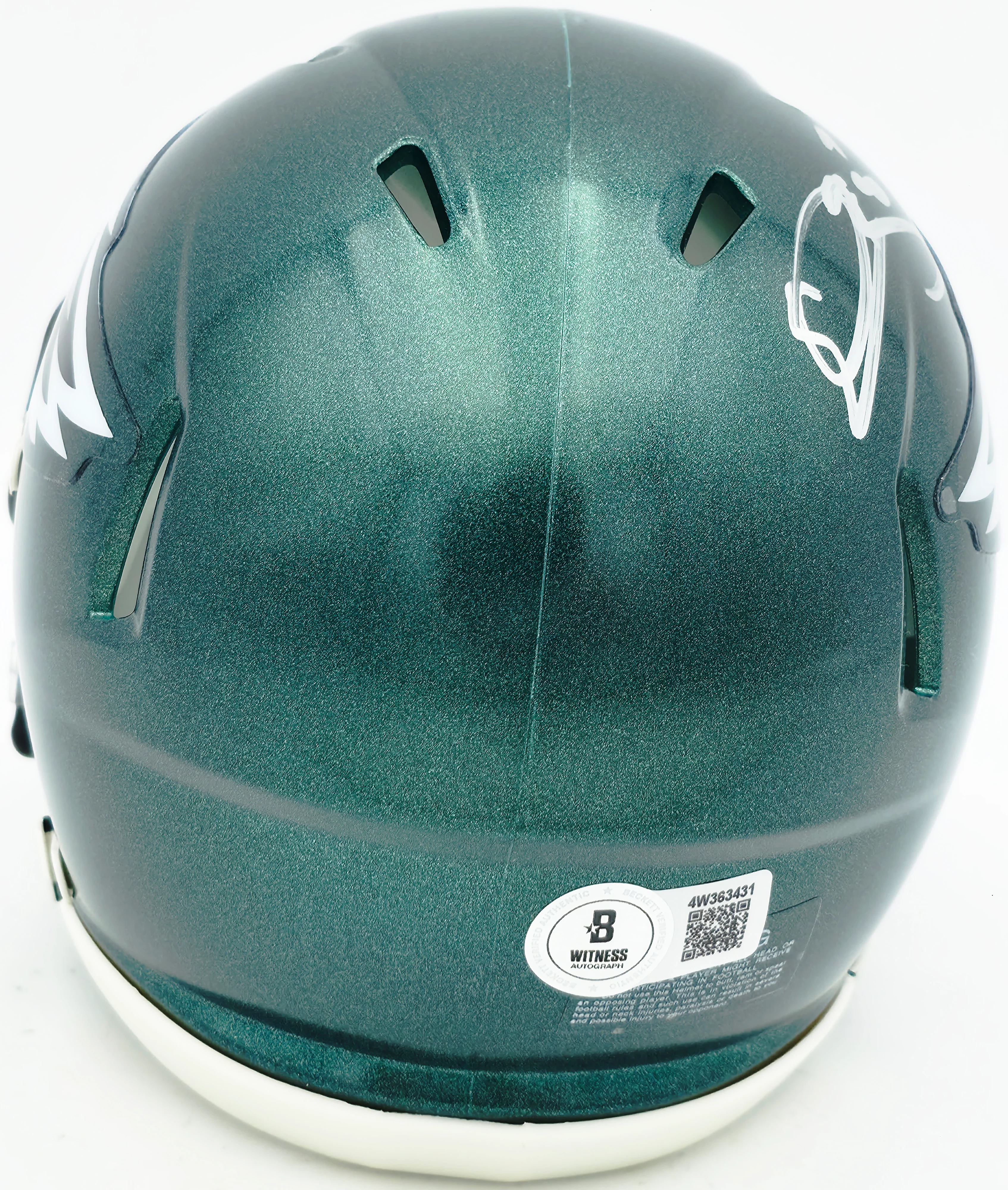 Donovan McNabb Autographed Philadelphia Eagles Green Mini Helmet Beckett BAS Witness Stock #256865 - Image 4
