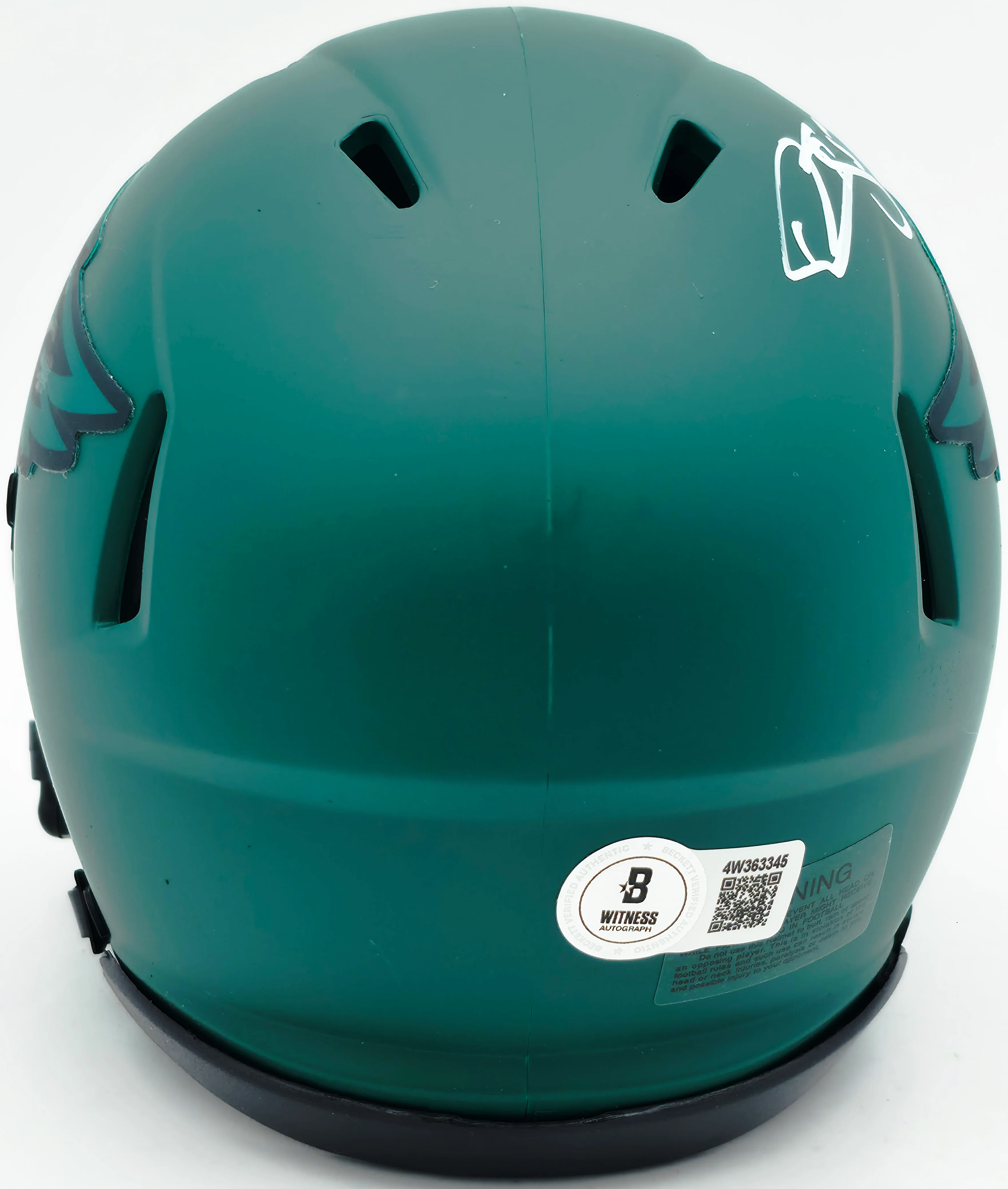 Donovan McNabb Autographed Philadelphia Eagles Rave Green Mini Helmet Beckett BAS Witness Stock #256863 - Image 4