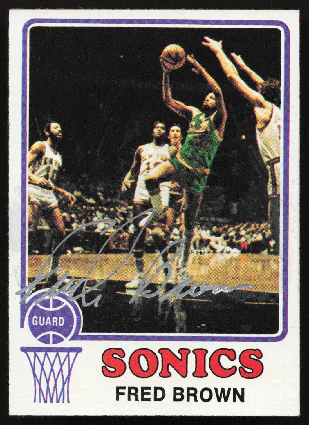 Downtown Fred Brown Autographed 1973-74 Topps Rookie Card #103 Seattle Supersonics SKU #260110