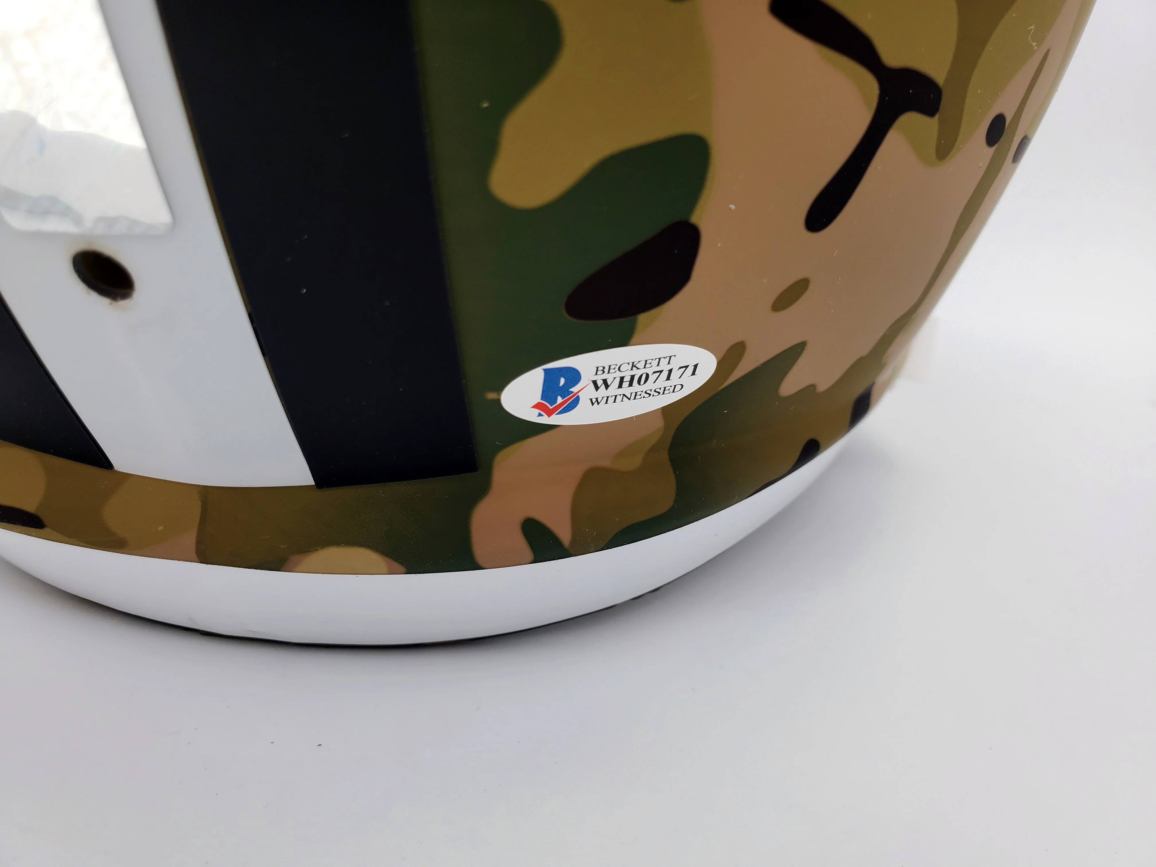 Drew Brees Autographed New Orleans Saints Camo Full Size Replica Speed Helmet "SB XLIV MVP" Beckett BAS Stock #191124 - Image 4