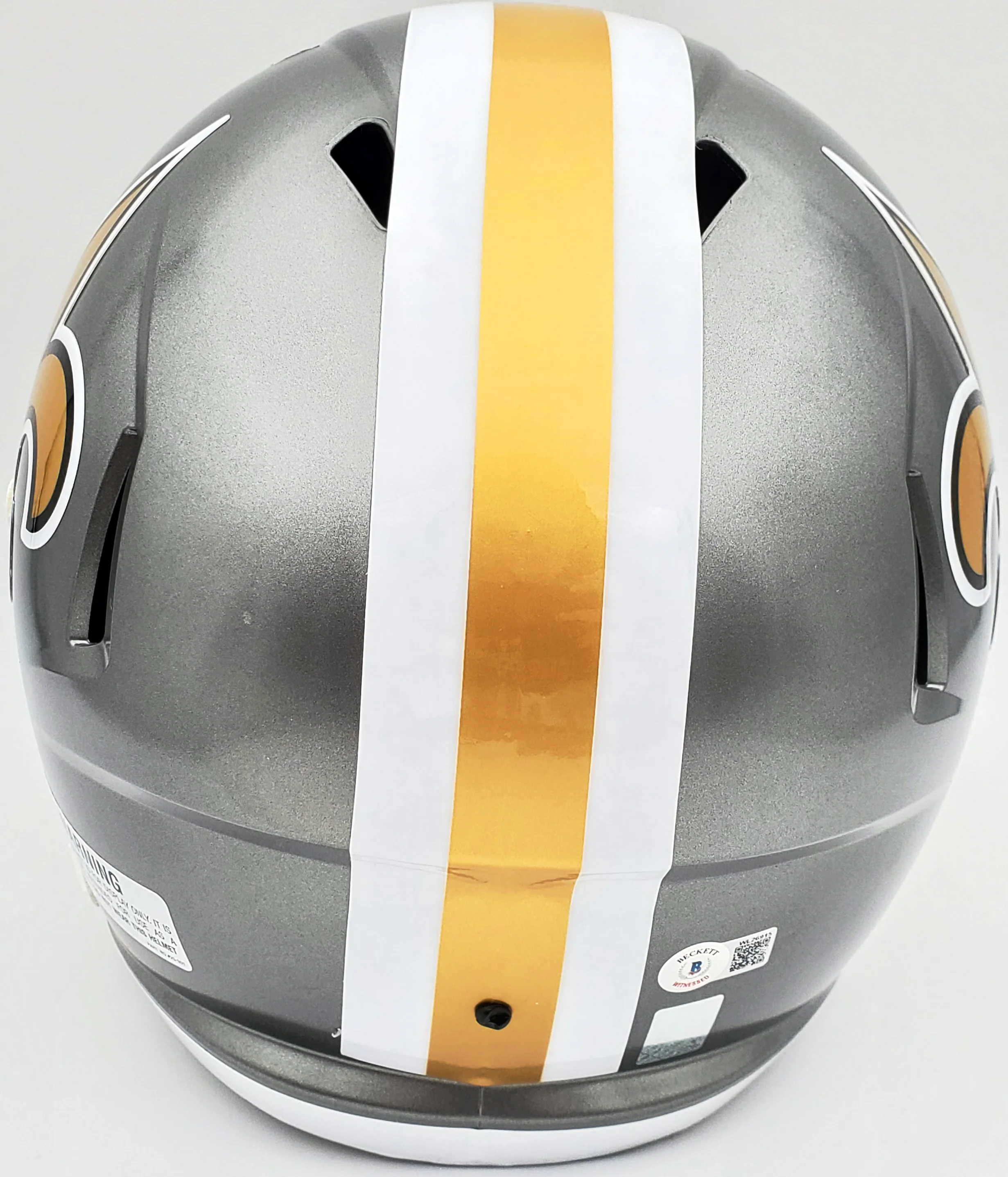 Drew Brees Autographed New Orleans Saints Flash Silver Full Size Replica Speed Helmet "SB XLIV MVP" Beckett BAS QR Stock #197105 - Image 3