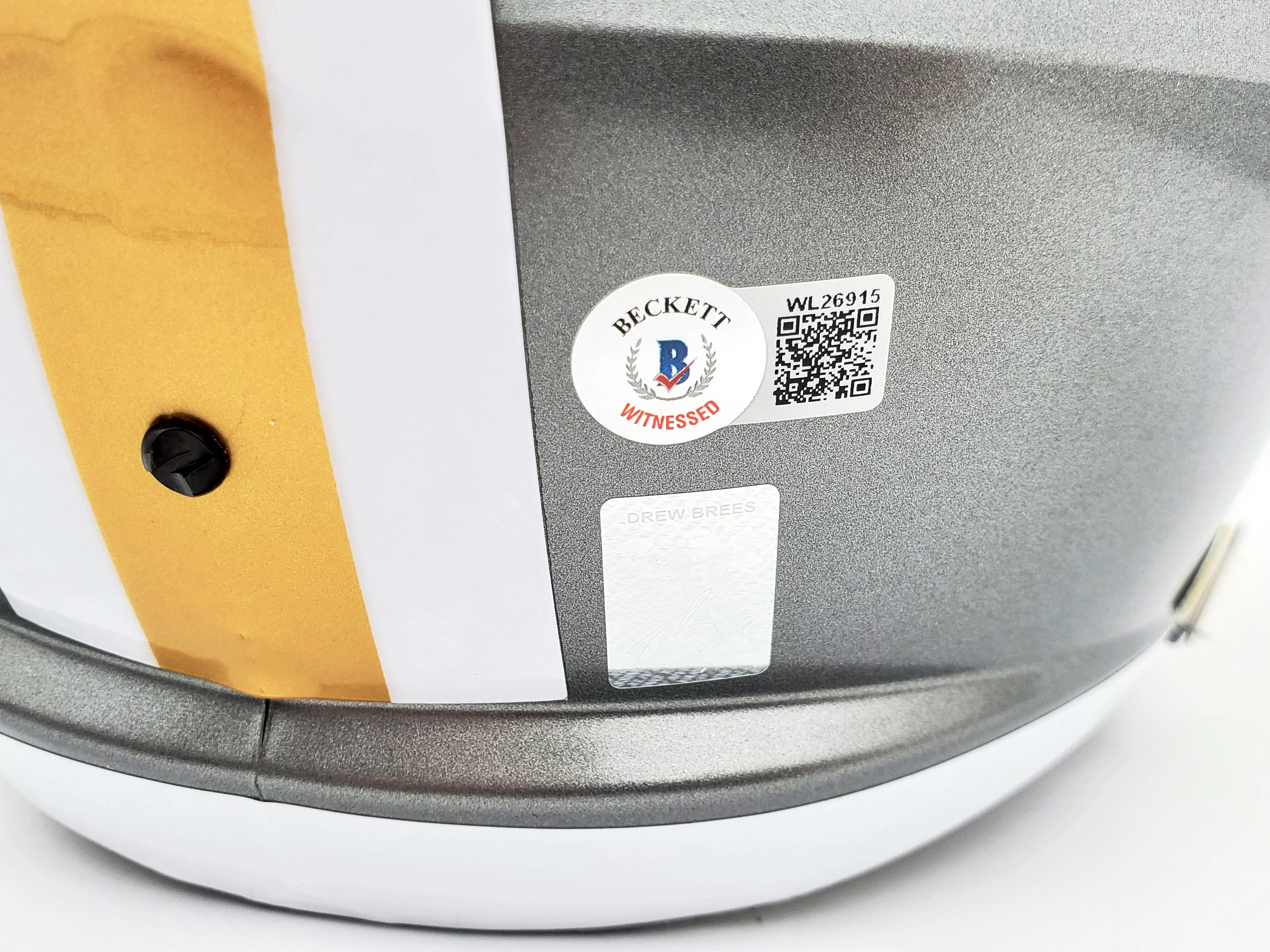 Drew Brees Autographed New Orleans Saints Flash Silver Full Size Replica Speed Helmet "SB XLIV MVP" Beckett BAS QR Stock #197105 - Image 4