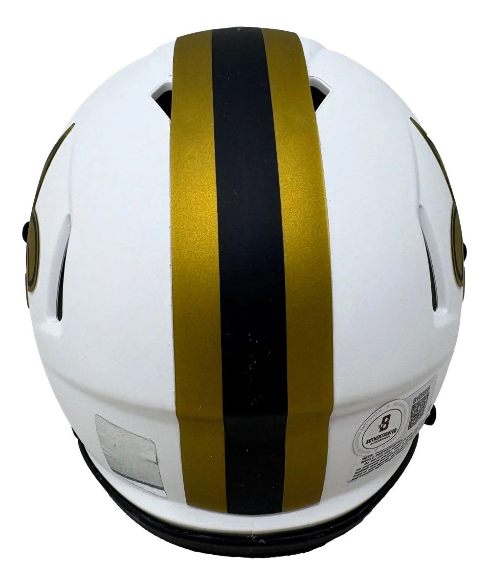 Drew Brees Signed New Orleans Saints Lunar Eclipse Mini Helmet SB XLIV MVP BAS - Image 2