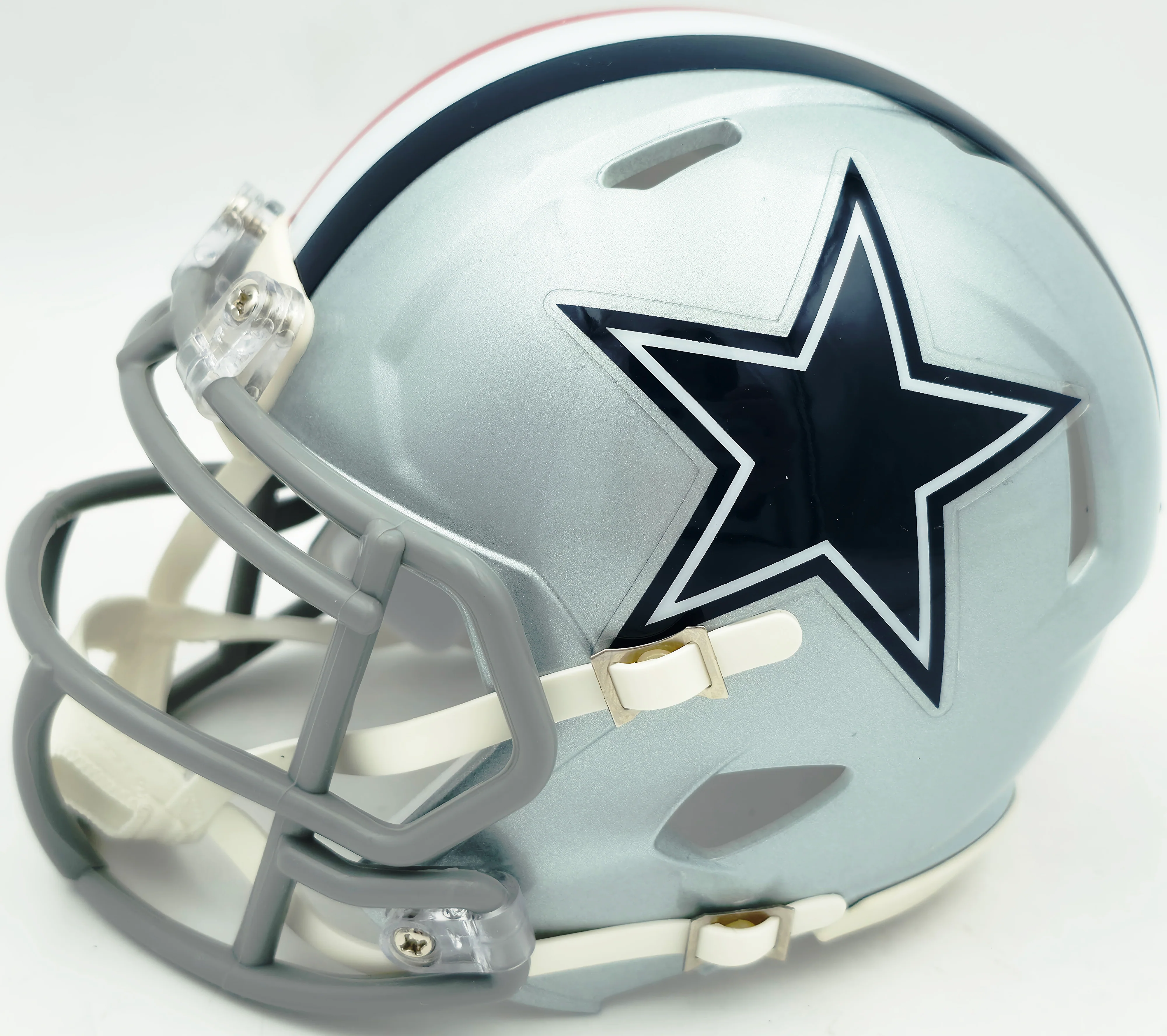 Drew Pearson Autographed Dallas Cowboys Silver 1976 Throwback Speed Mini Helmet "HOF 21" Beckett BAS QR Stock #261896 - Image 3