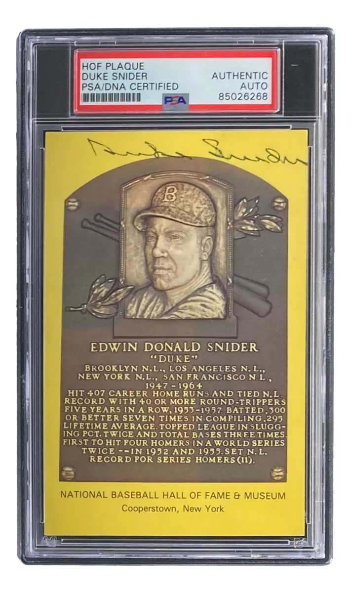 Duke Snider Signed 4x6 Brooklyn Dodgers HOF Plaque Card PSA/DNA 85026268 - Image 4