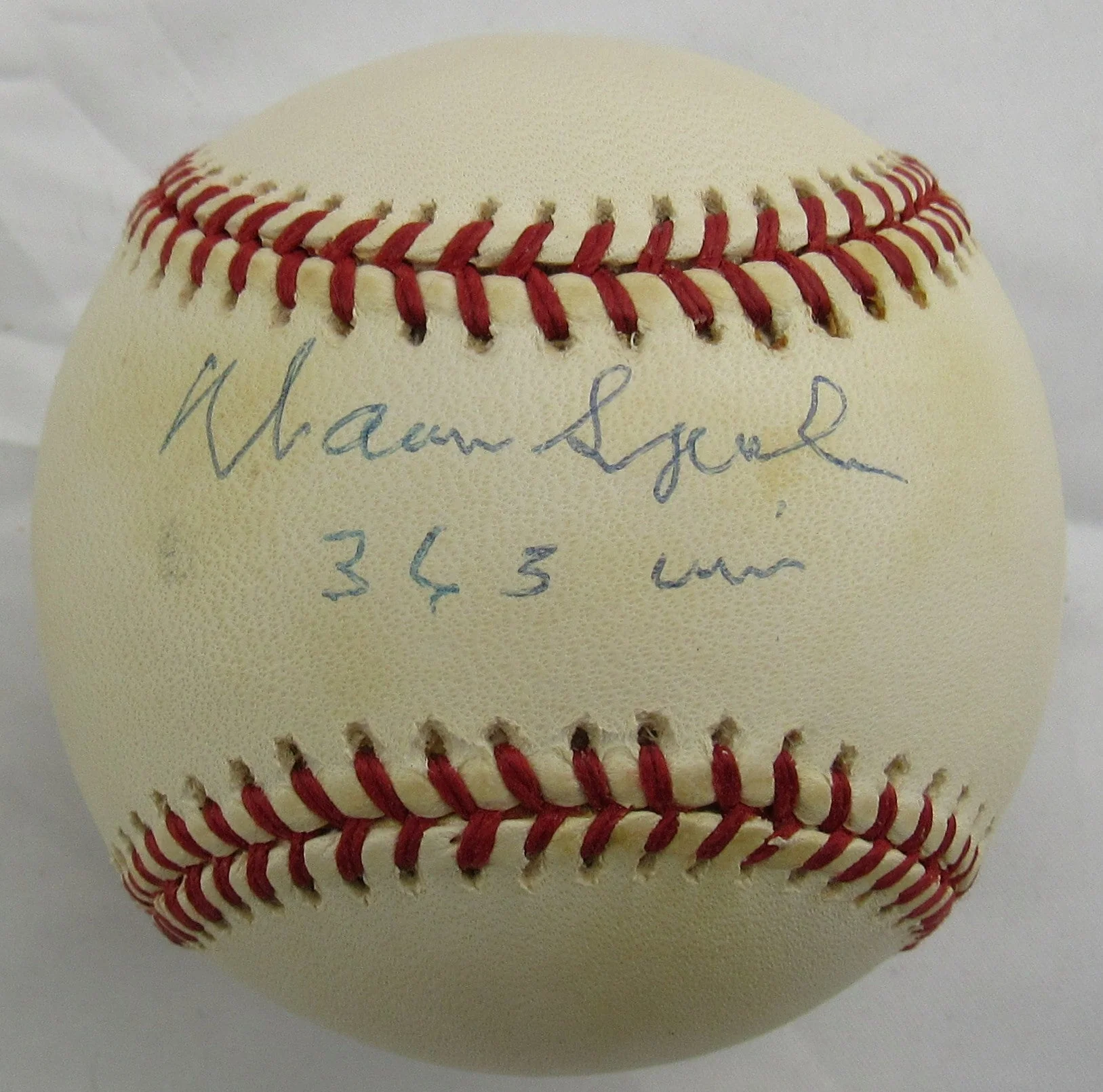 Warren Spahn Signed Auto Rawlings Baseball JSA CM07265 w/363 Wins