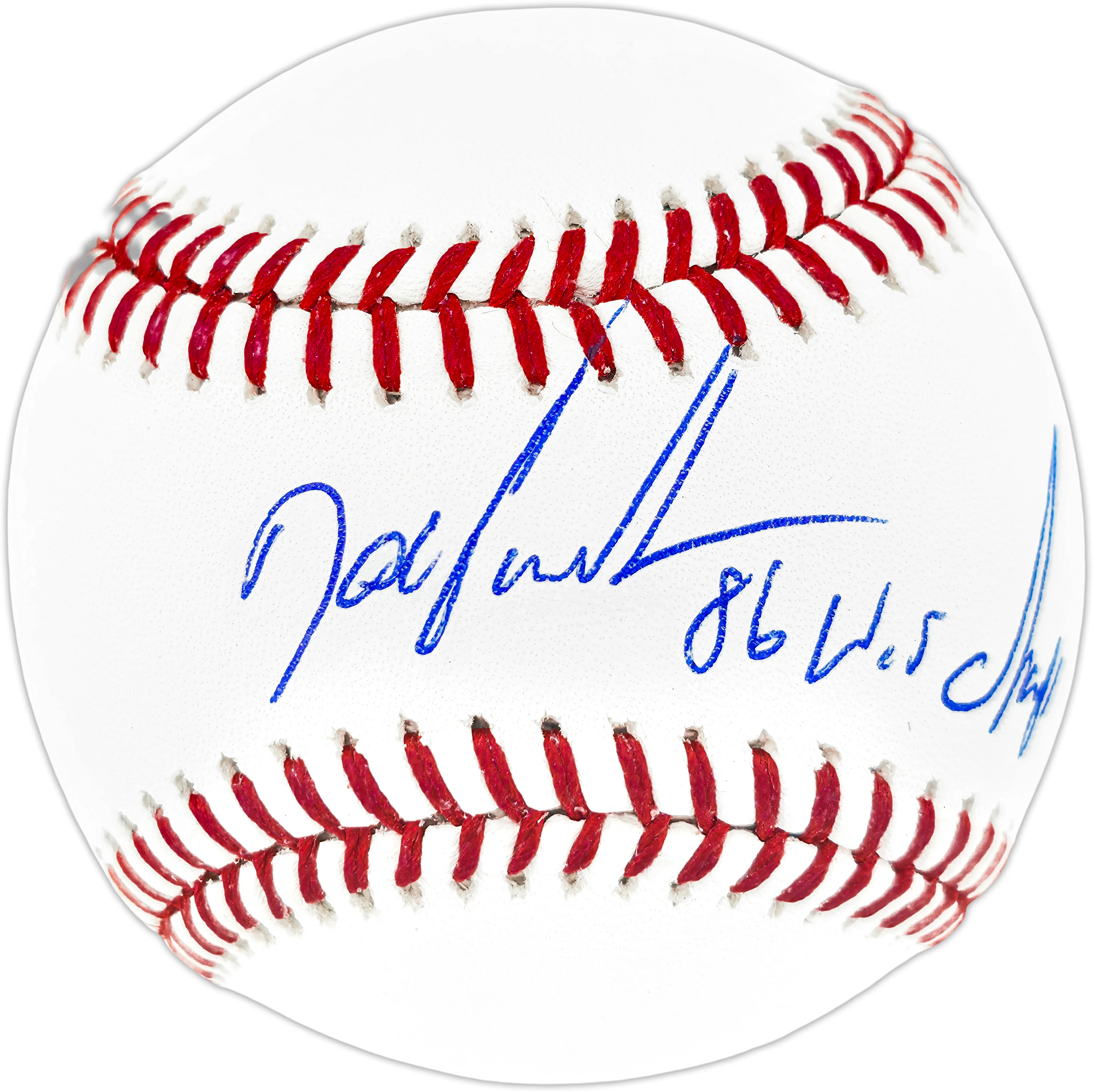 Dwight "Doc" Gooden Autographed Official MLB Baseball New York Mets "86 WS Champs" Beckett BAS Witness Stock #252388 - Image 2