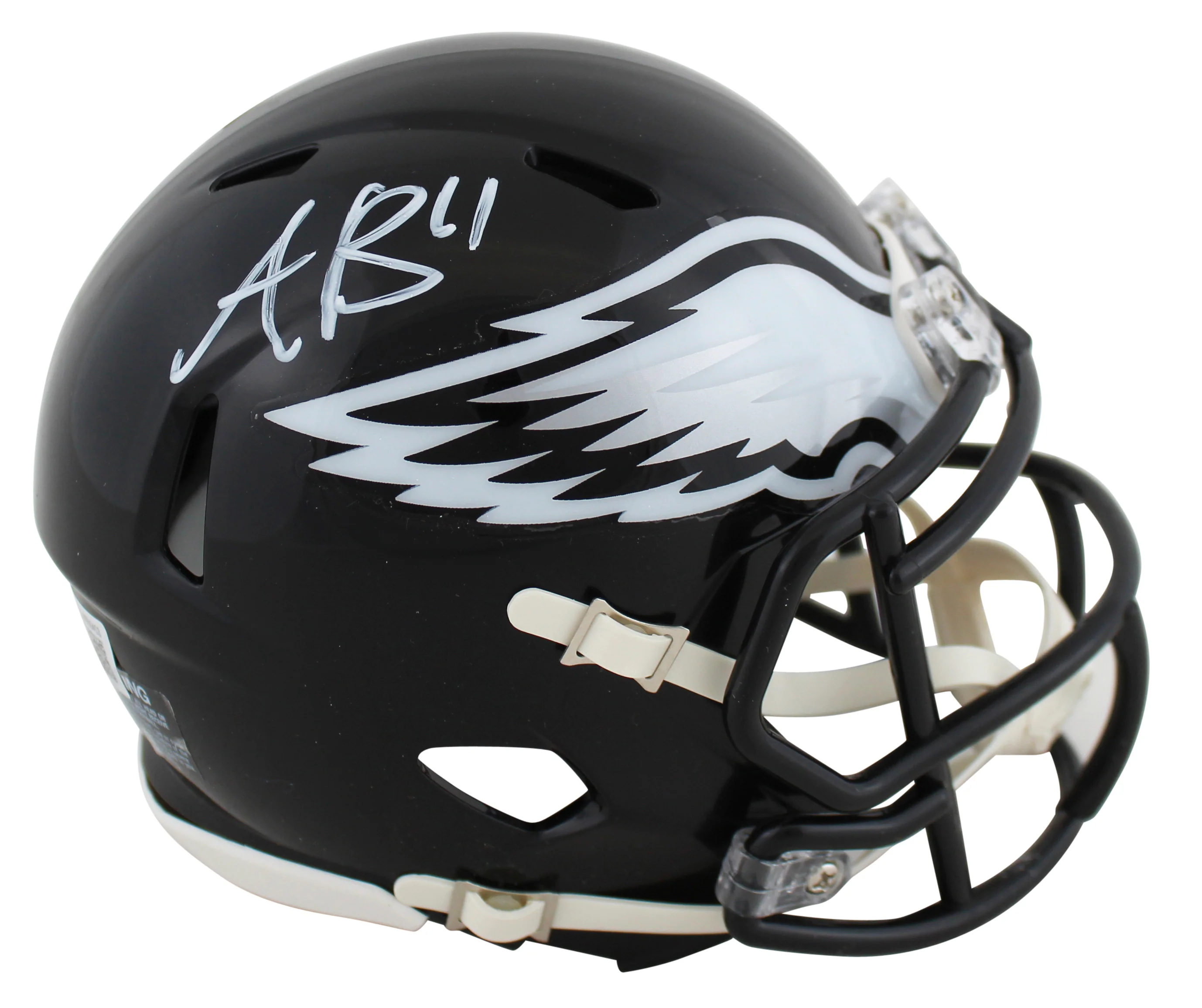 Eagles A.J. Brown Signed Alternate 2022 Speed Mini Helmet W/ Case BAS Witnessed - Image 3