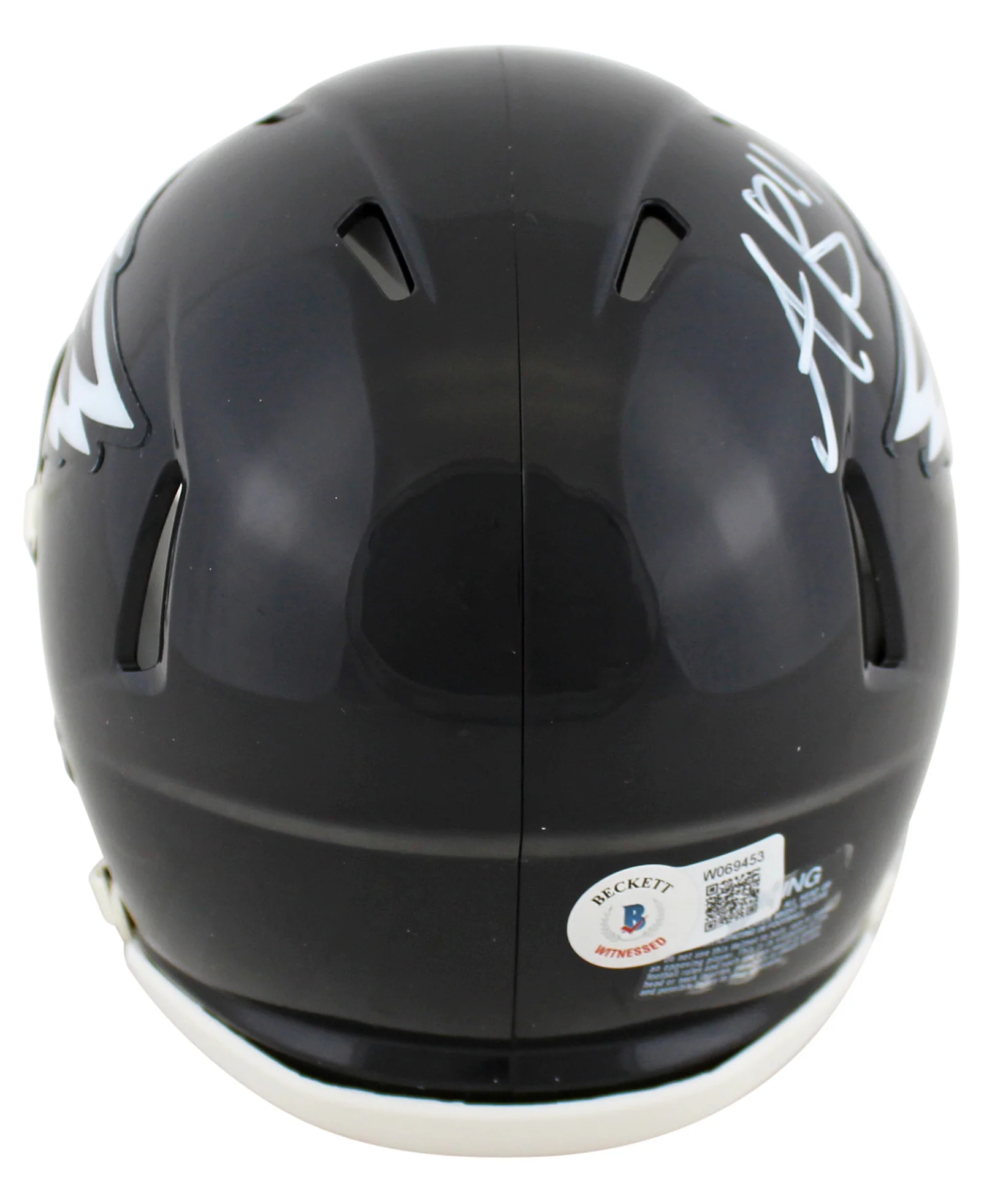Eagles A.J. Brown Signed Alternate 2022 Speed Mini Helmet W/ Case BAS Witnessed - Image 4