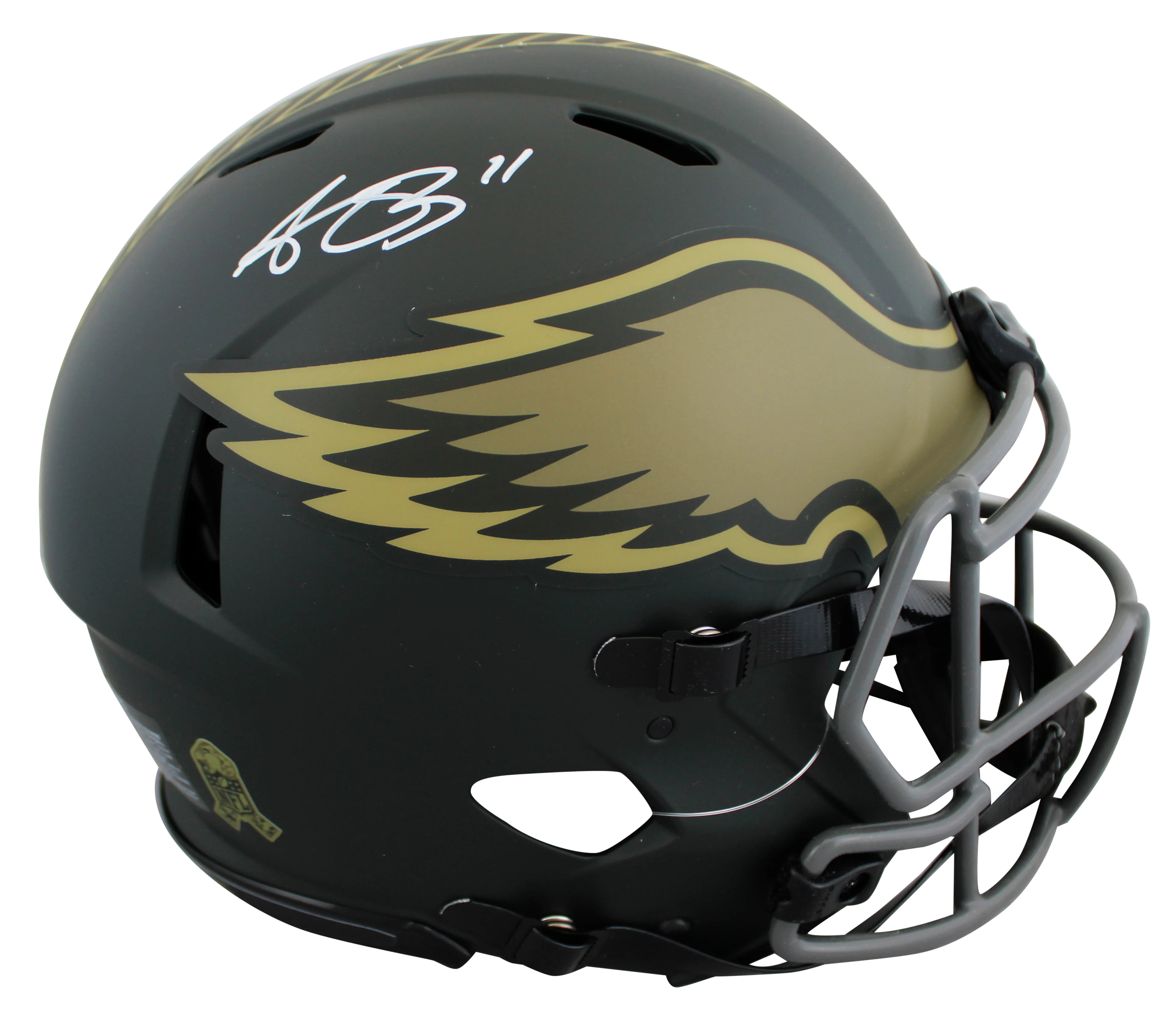 Eagles A.J. Brown Signed STS IV F/S Speed Proline Helmet BAS Wit - Image 2