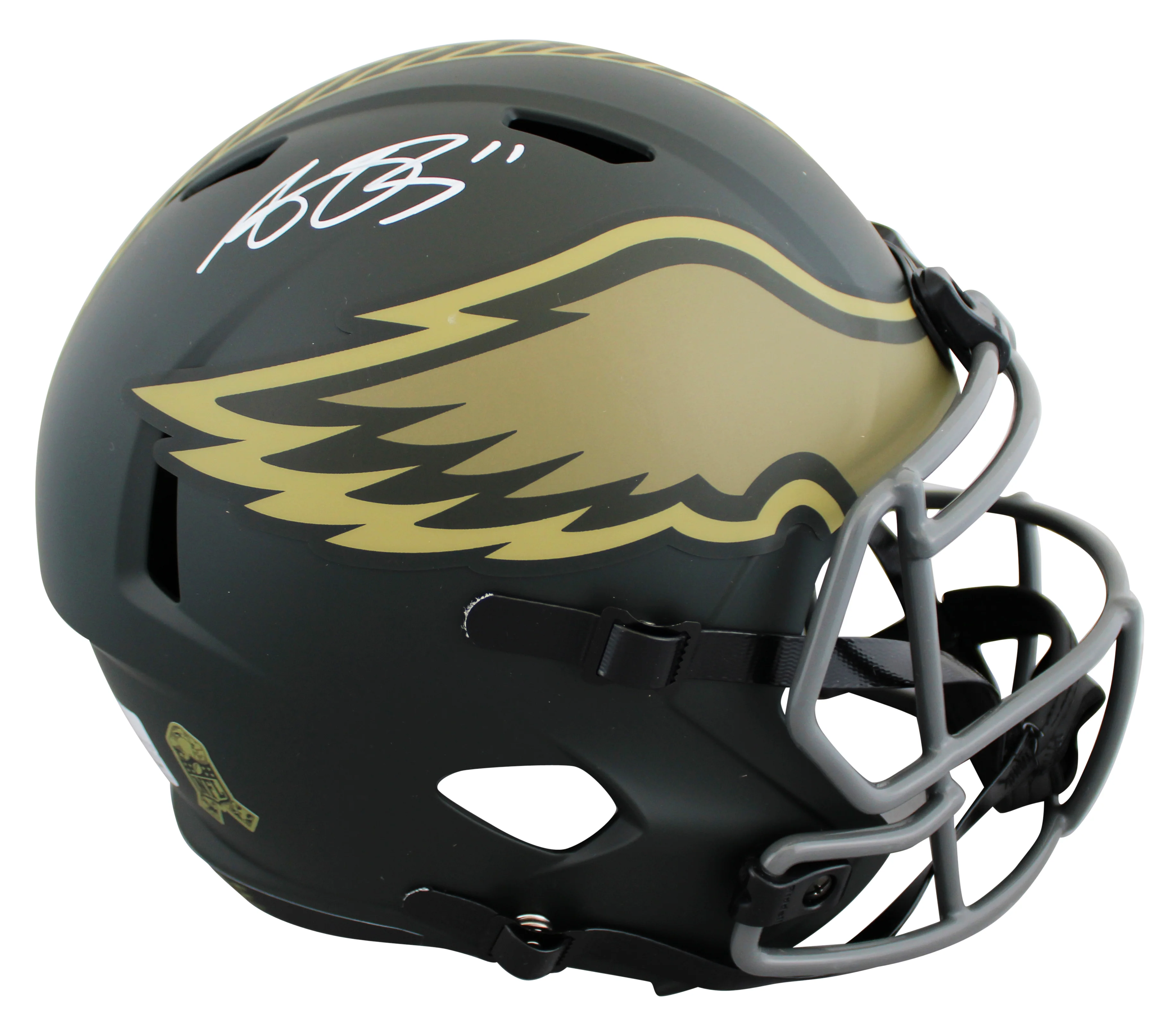 Eagles A.J. Brown Signed STS IV Full Size Speed Rep Helmet W/ Case BAS Witnessed - Image 3