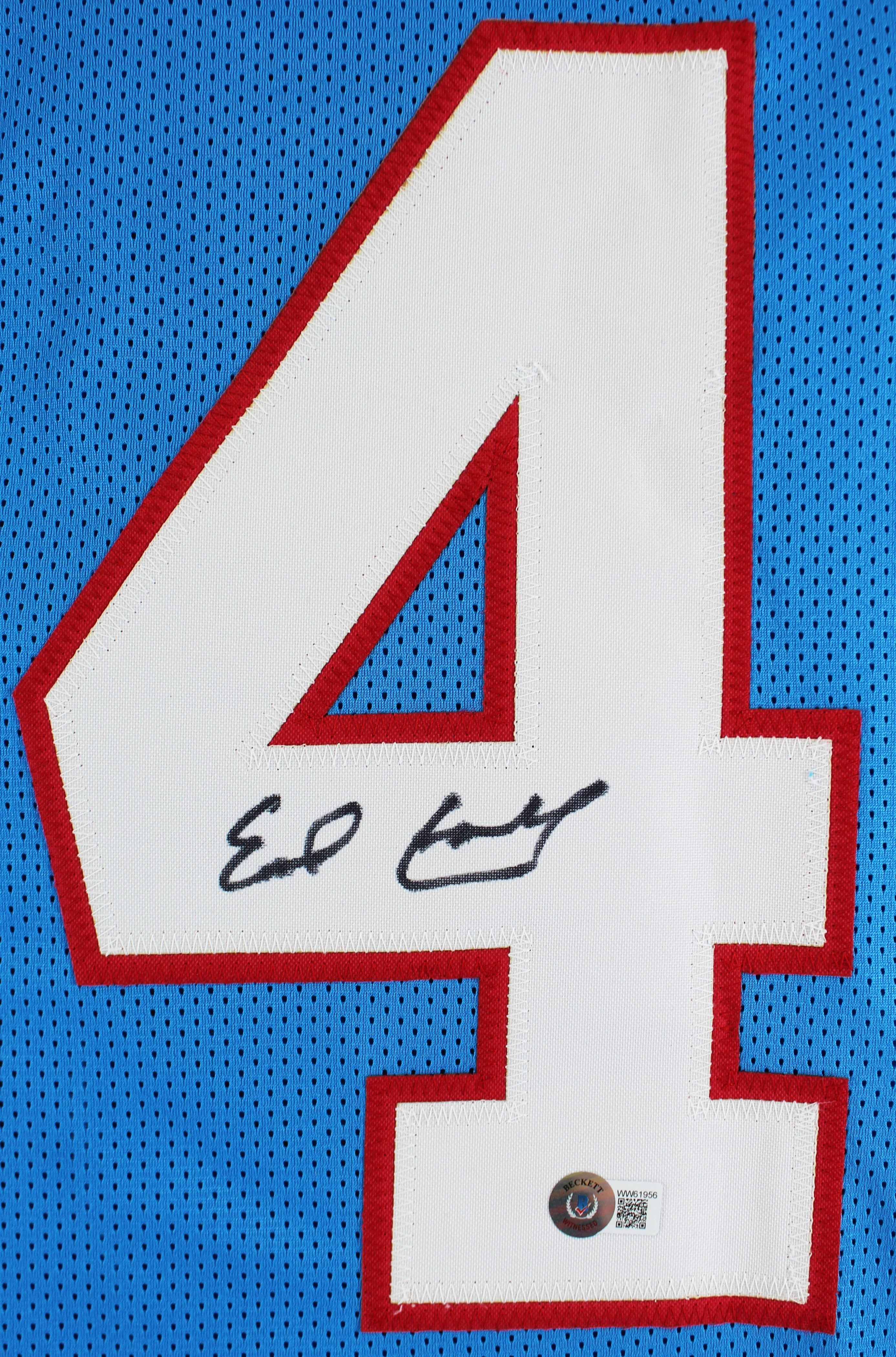 Earl Campbell Authentic Signed Light Blue Pro Style Framed Jersey BAS Witness - Image 3