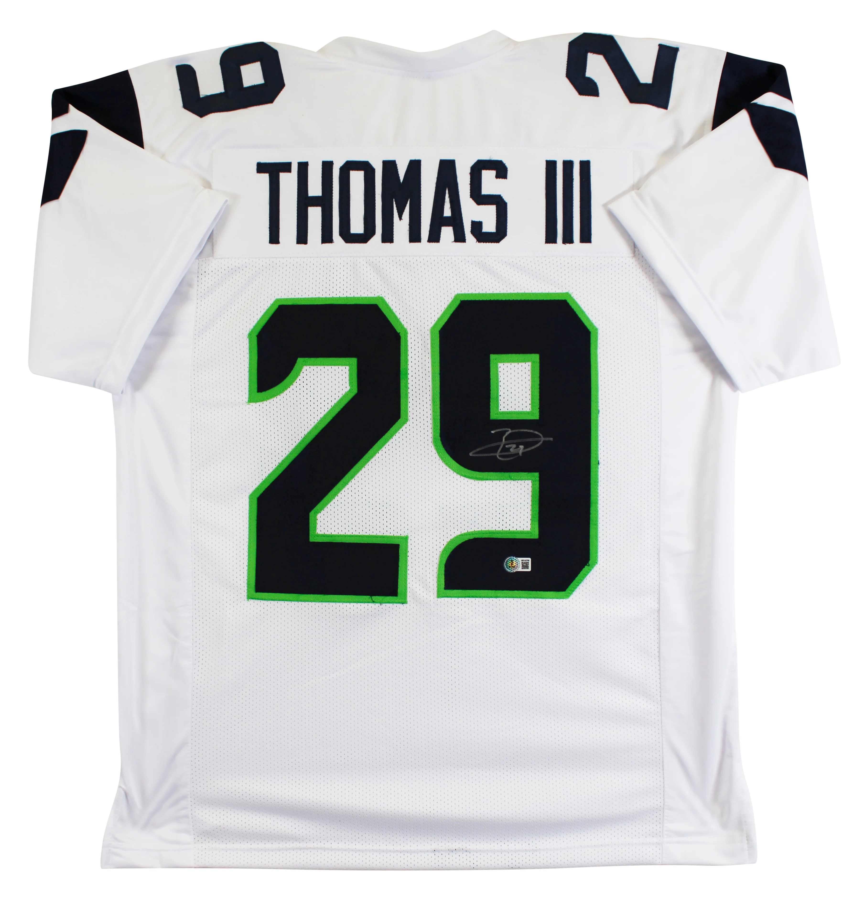 Earl Thomas Authentic Signed White Pro Style Jersey Autographed BAS Witnessed - Image 2