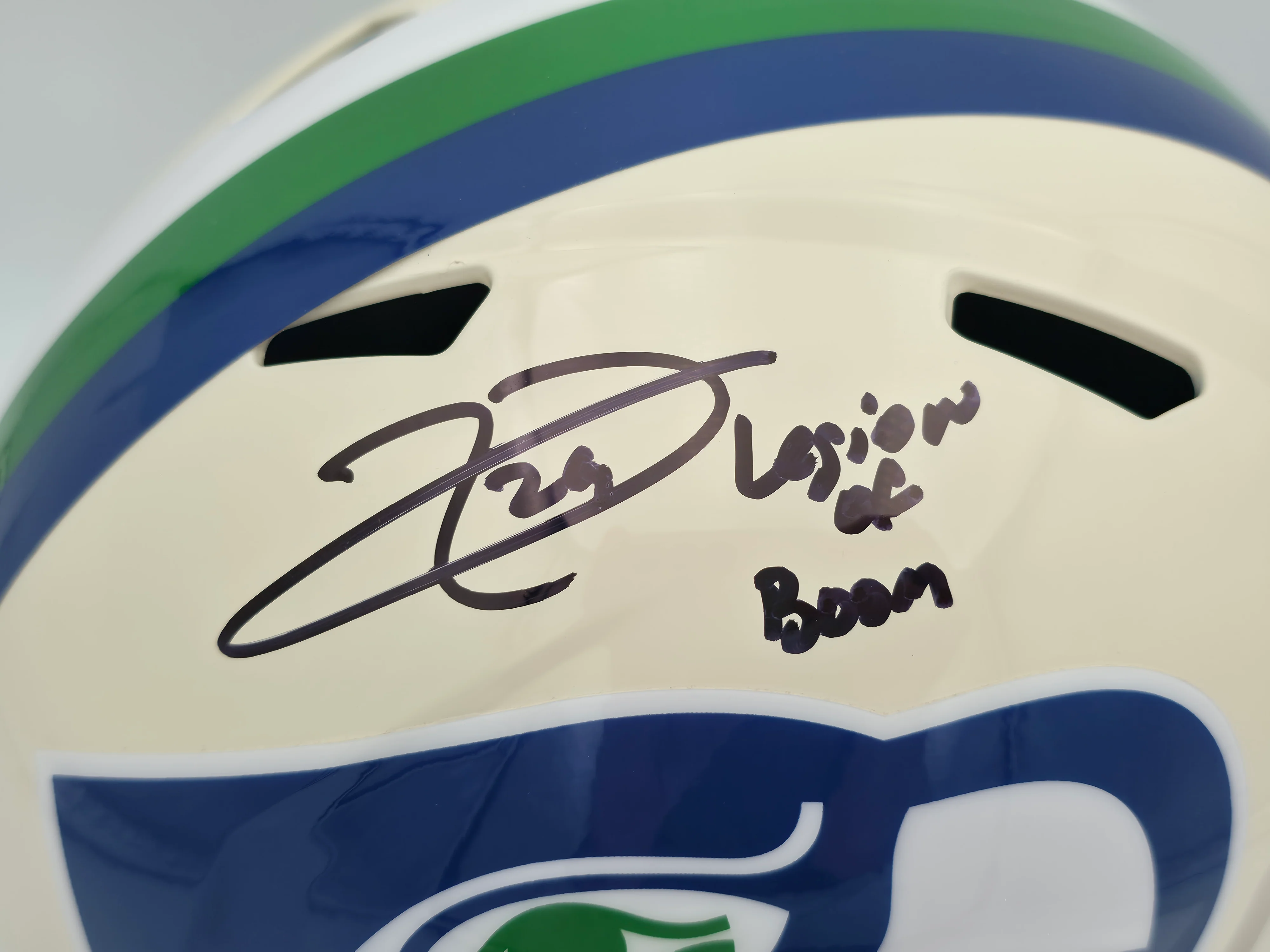 Earl Thomas III Autographed Seattle Seahawks Cream Retro Full Size Replica Speed Helmet "Legion of Boom" Beckett BAS Witness Stock #262438 - Image 2