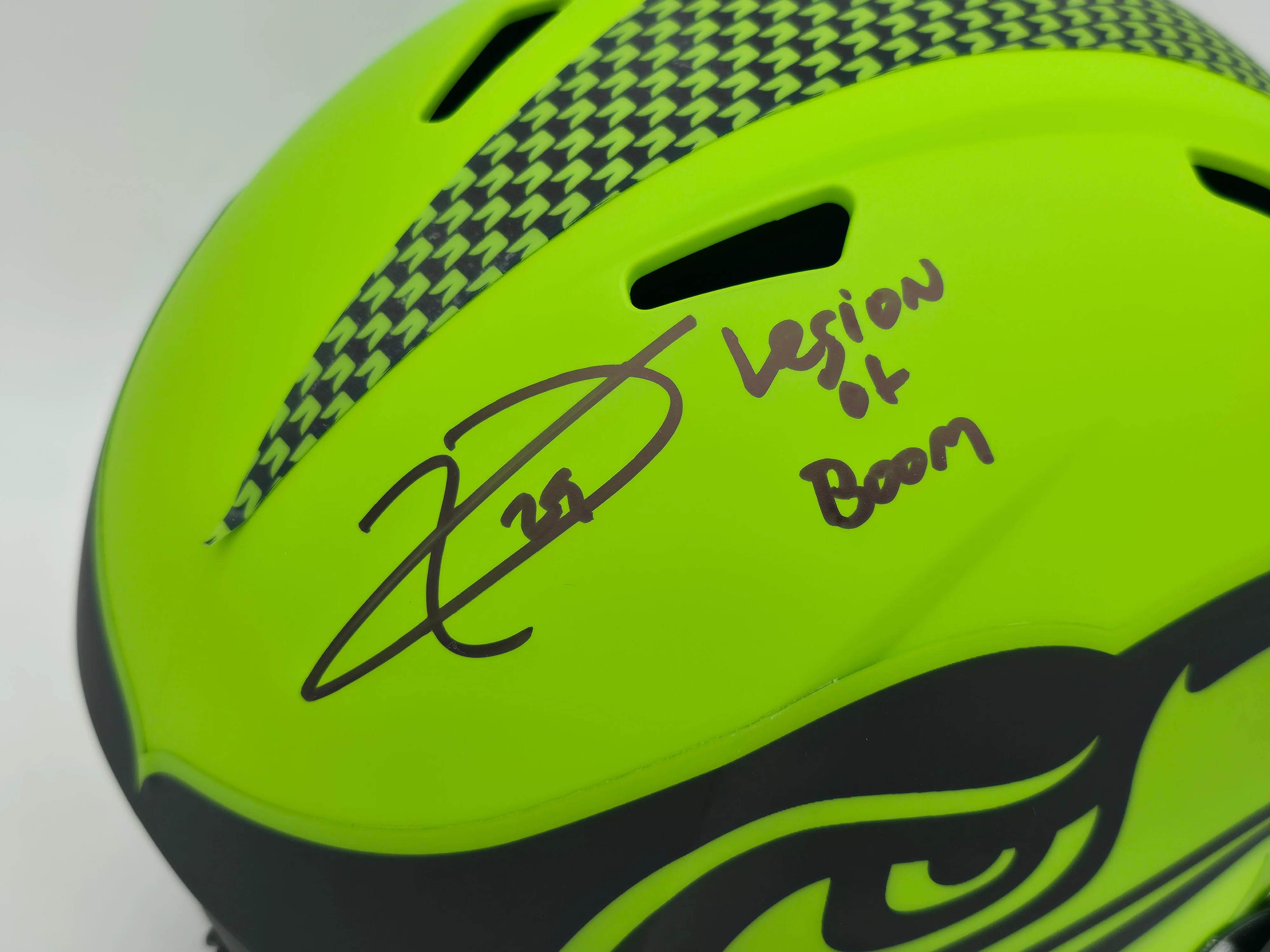 Earl Thomas III Autographed Seattle Seahawks Rave Green Full Size Replica Speed Helmet "Legion of Boom" Beckett BAS Witness Stock #262440 - Image 2