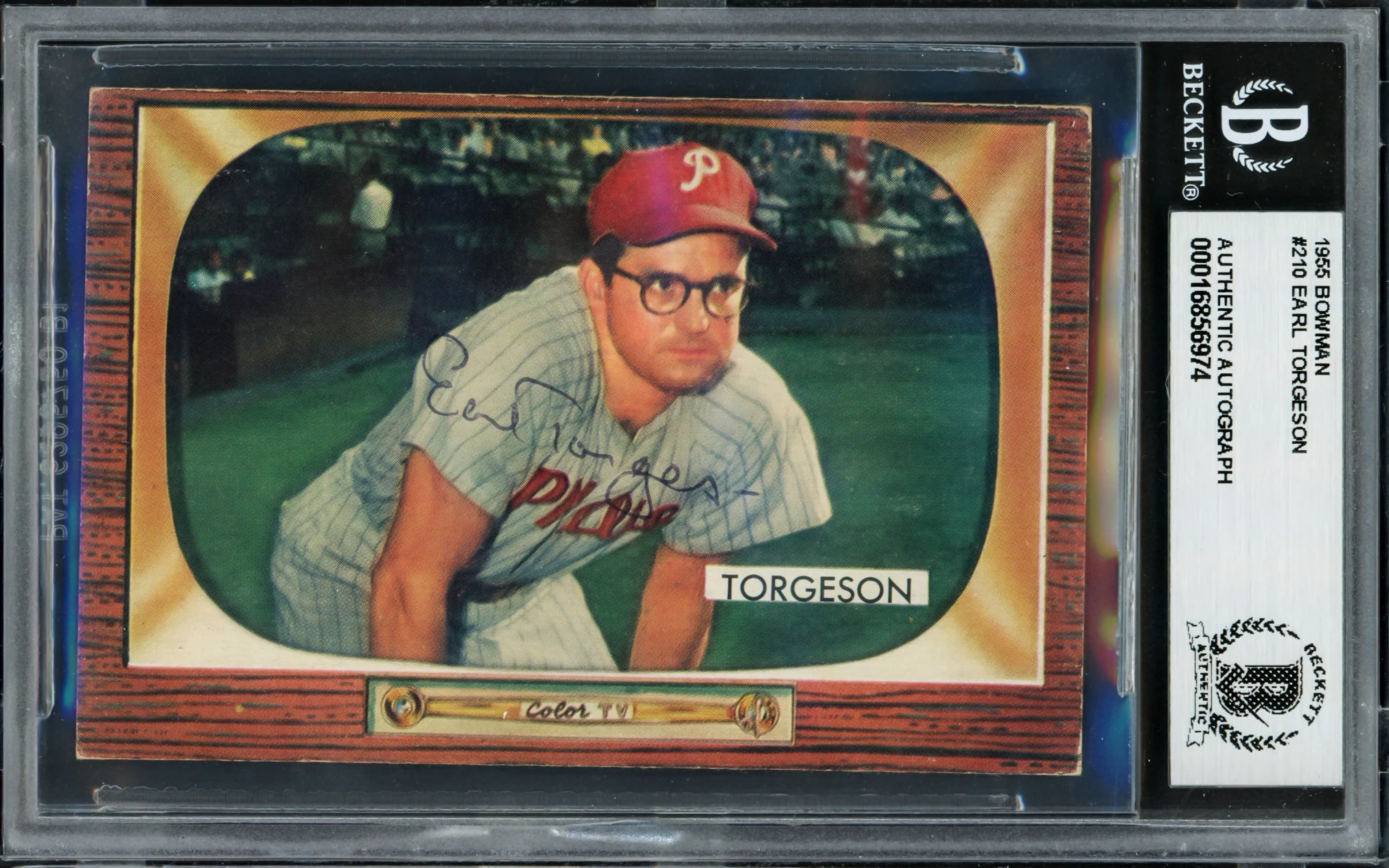 Earl Torgeson Autographed 1955 Bowman Card #210 Philadelphia Phillies Beckett BAS #16856974 - Image 3