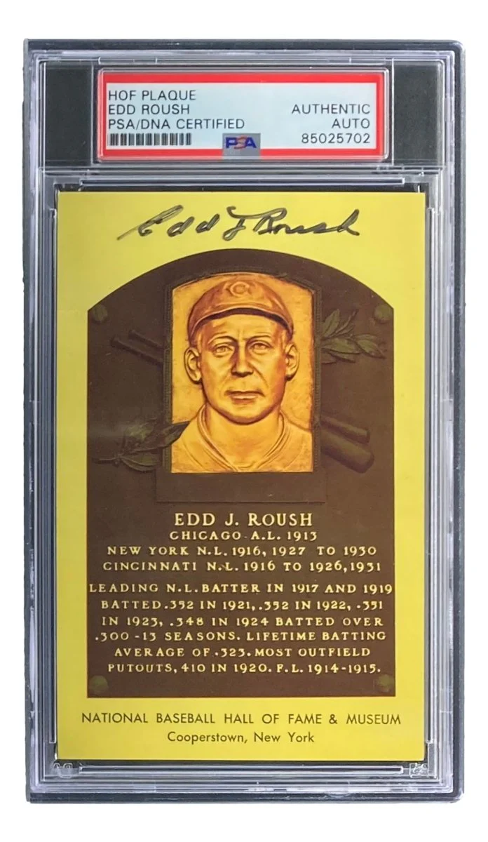 Edd Roush Signed 4x6 Chicago White Sox HOF Plaque Card PSA/DNA 85025702 - Image 3