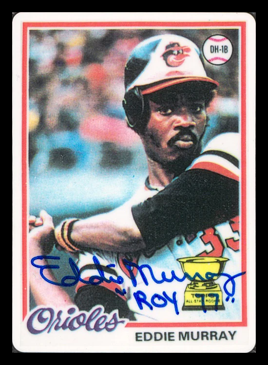 Eddie Murray Autographed Porcelain Baseball Card Set Baltimore Orioles "ROY 77, 81 HRC & 504 HR" With 3 Signed Cards #21/504 Signature Series #A14889 - Image 3