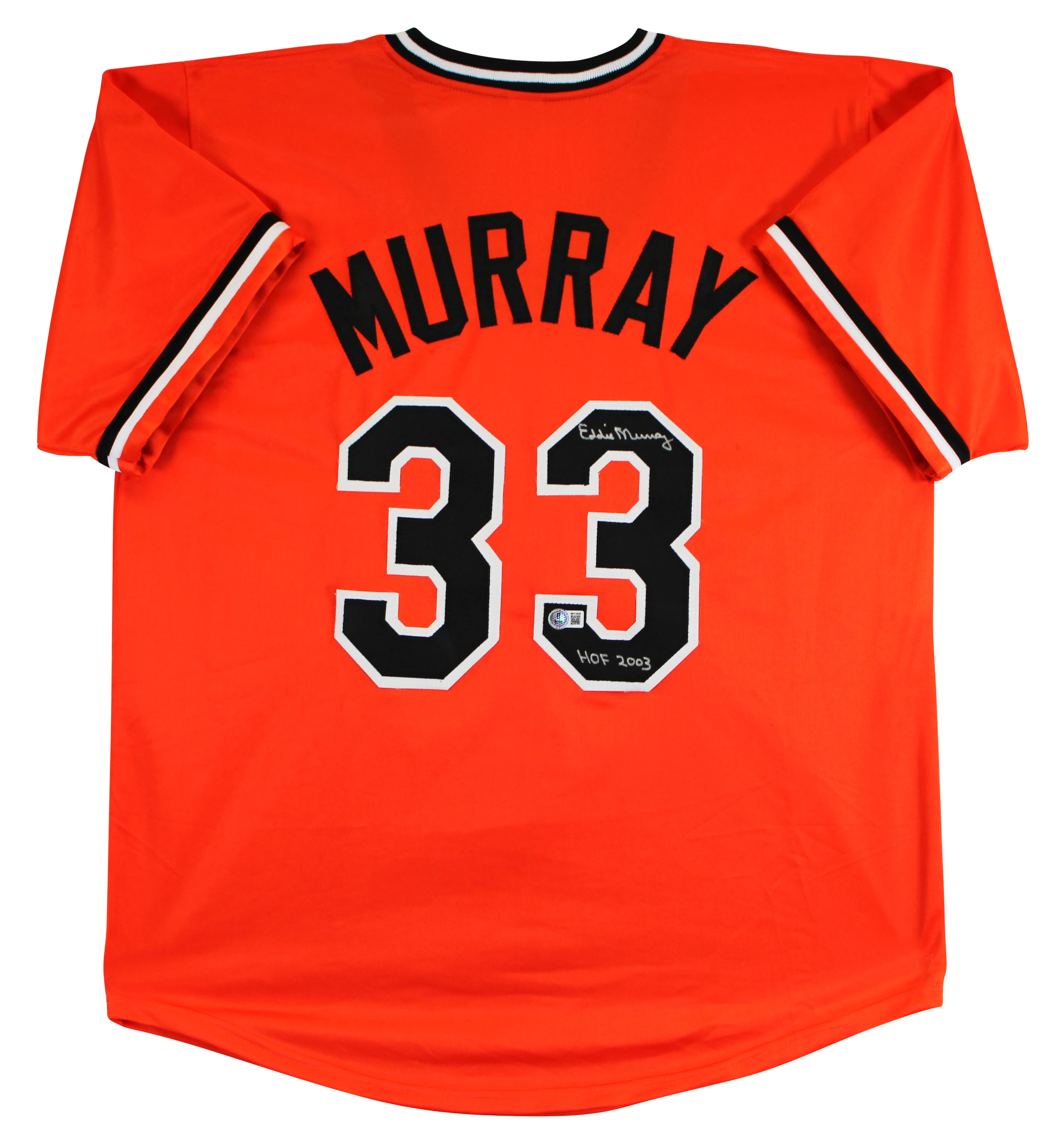 Eddie Murray "HOF 03" Authentic Signed Orange Pro Style Jersey BAS Witnessed - Image 2