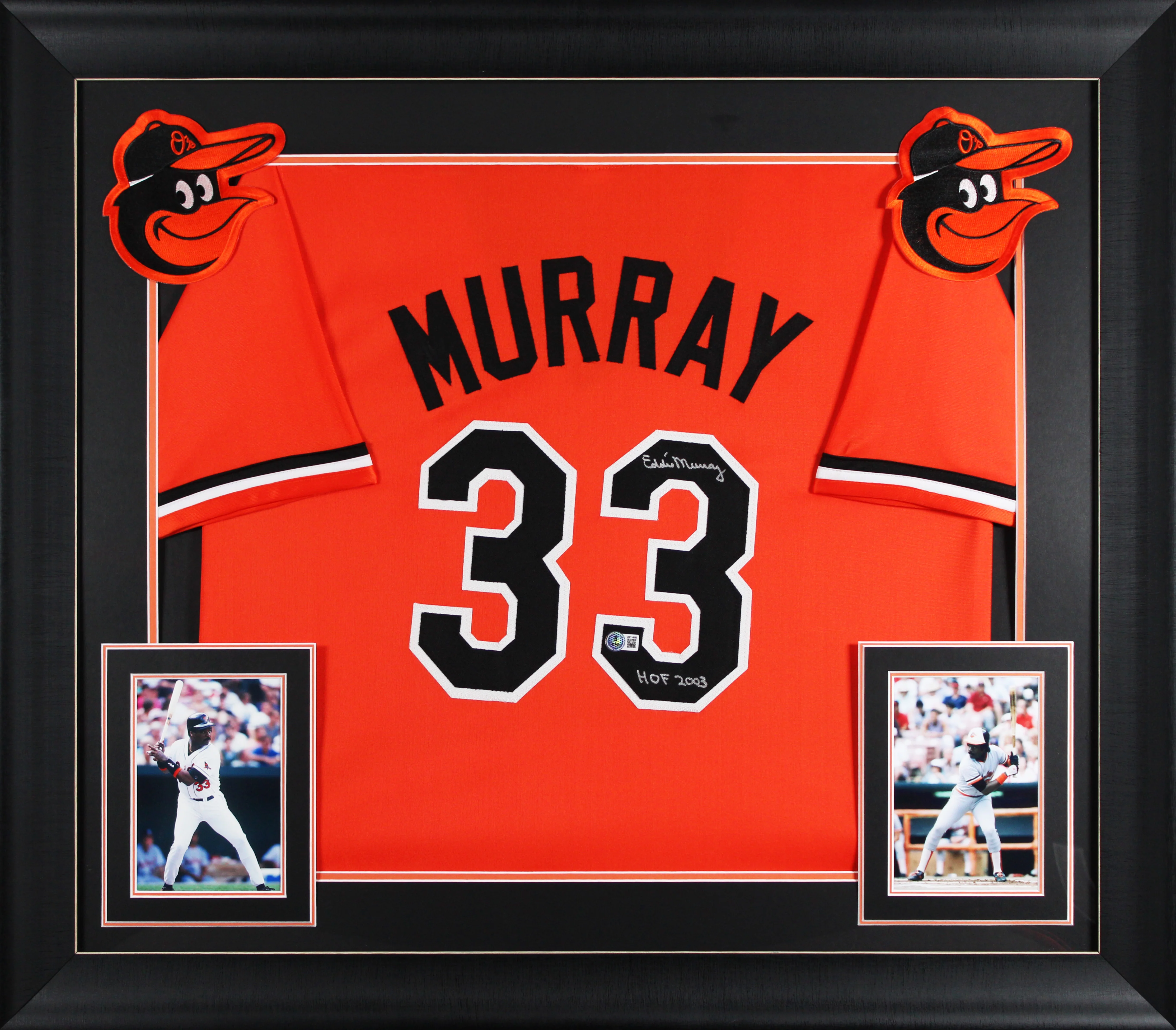 Eddie Murray "HOF 03" Signed Orange Pro Style Framed Jersey BAS Wit #4W114850 - Image 2