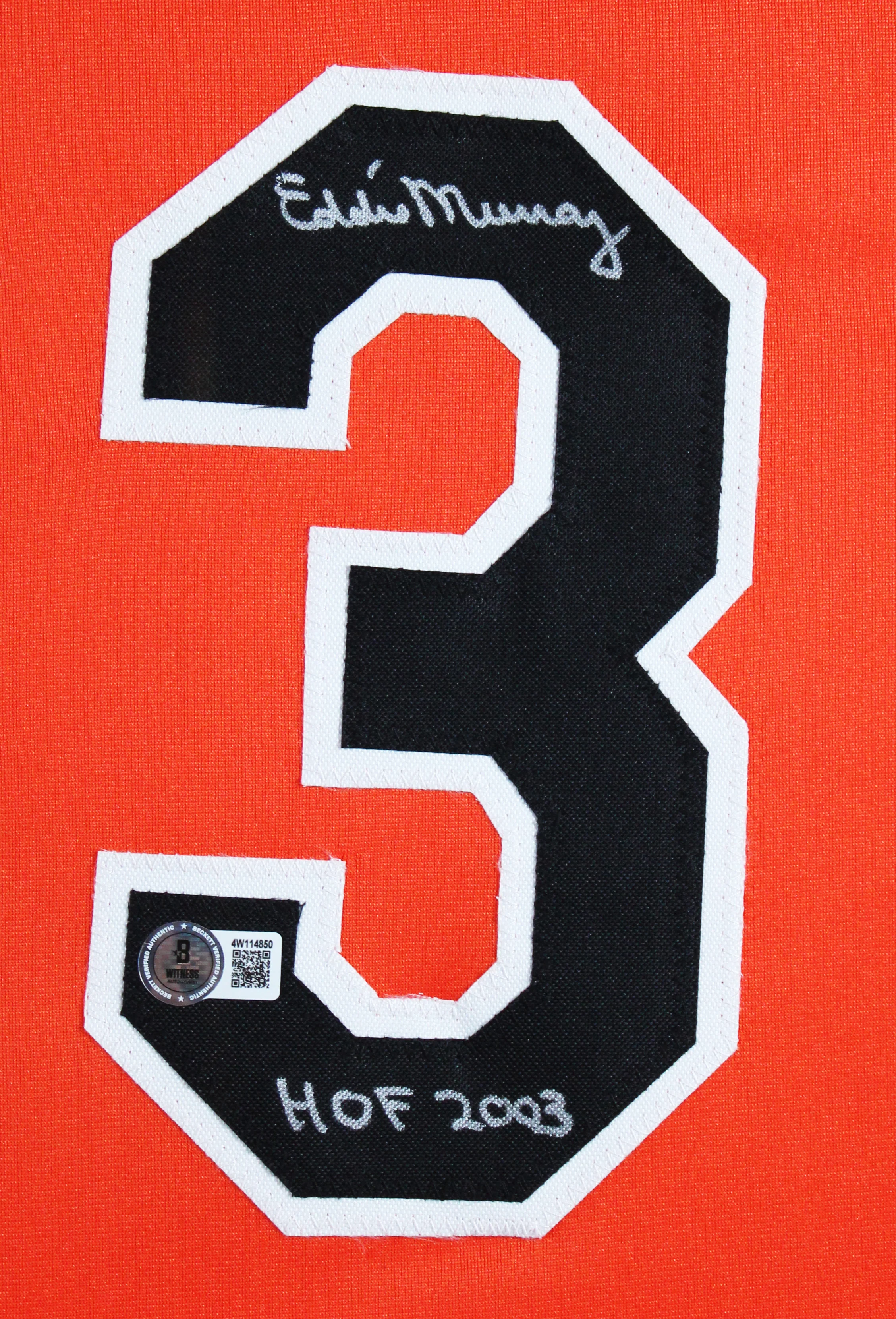 Eddie Murray "HOF 03" Signed Orange Pro Style Framed Jersey BAS Wit #4W114850 - Image 3
