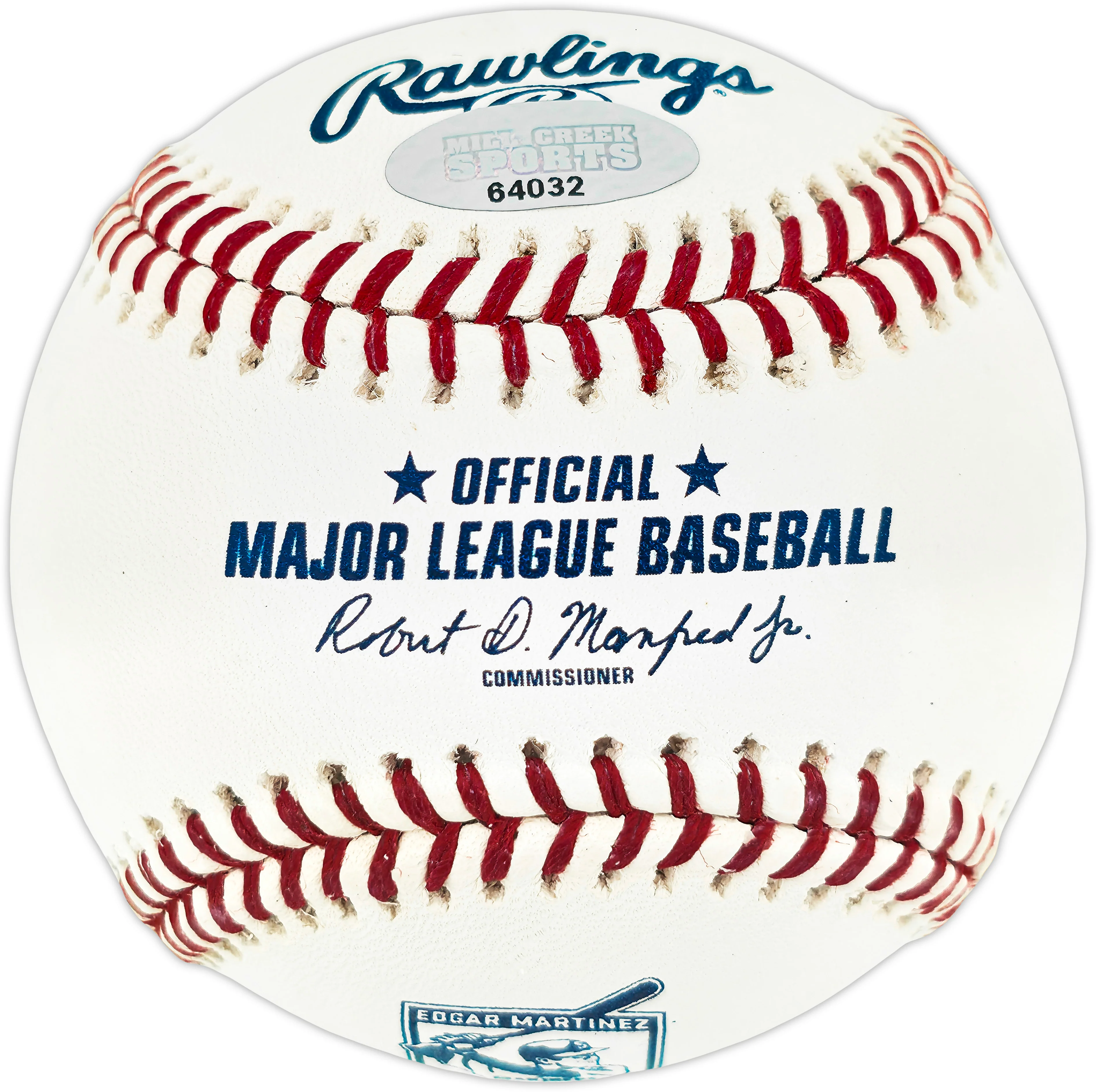 Edgar Martinez Autographed Official 2019 Hall of Fame Logo MLB Baseball Seattle Mariners MCS Holo #64032 - Image 2