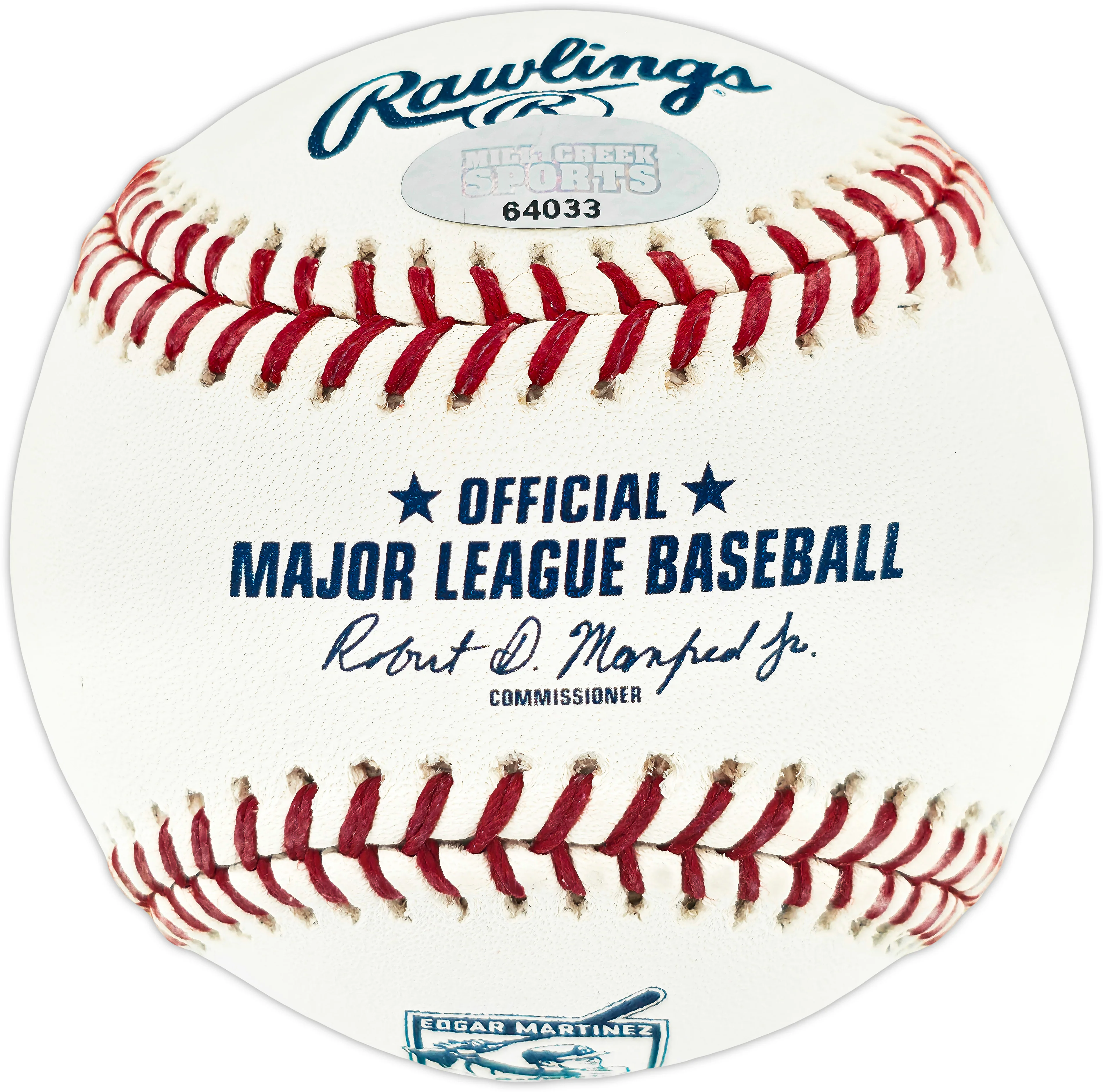 Edgar Martinez Autographed Official 2019 Hall of Fame Logo MLB Baseball Seattle Mariners MCS Holo #64033 - Image 2