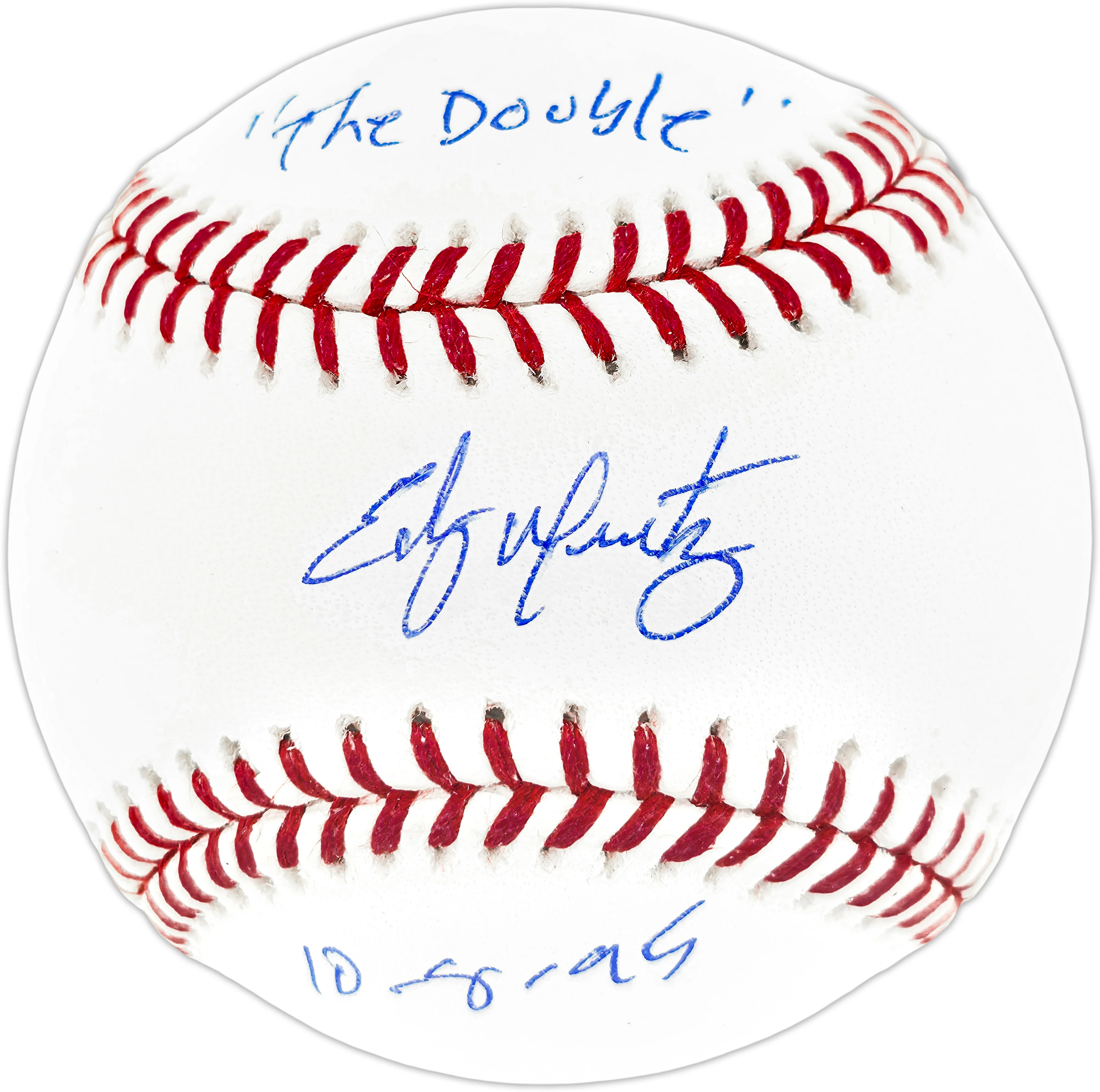 Edgar Martinez Autographed Official MLB Baseball Seattle Mariners "The Double 10-9-95" Beckett BAS Witness Stock #252424 - Image 2