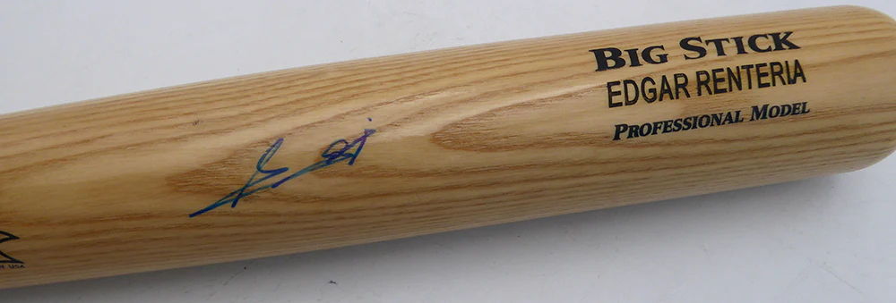 Edgar Renteria Autographed Rawlings Big Stick Bat San Francisco Giants, Miami Marlins MLB Holo #FJ139763 - Image 3