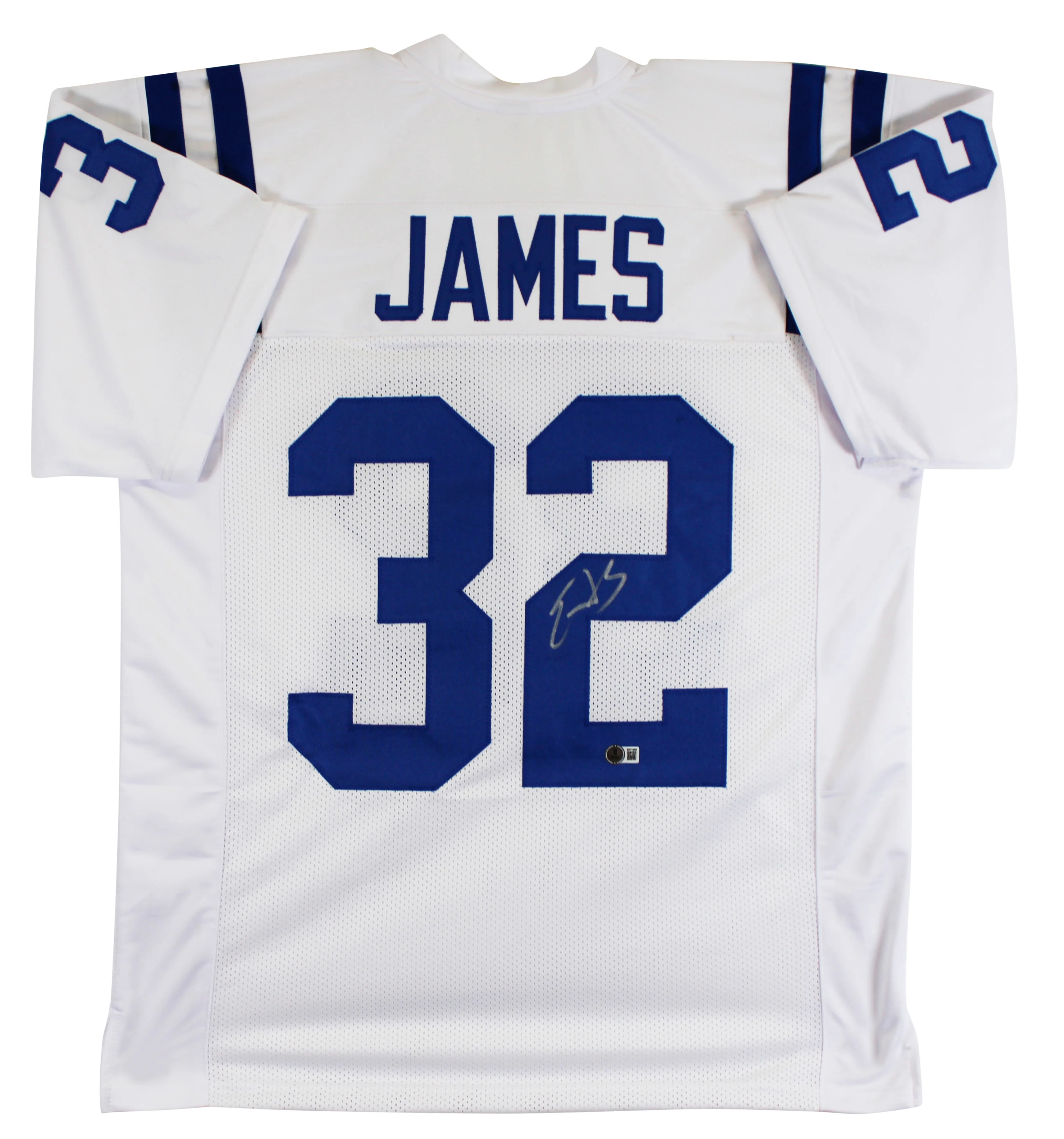 Edgerrin James Authentic Signed White Pro Style Jersey Autographed BAS Witnessed - Image 2