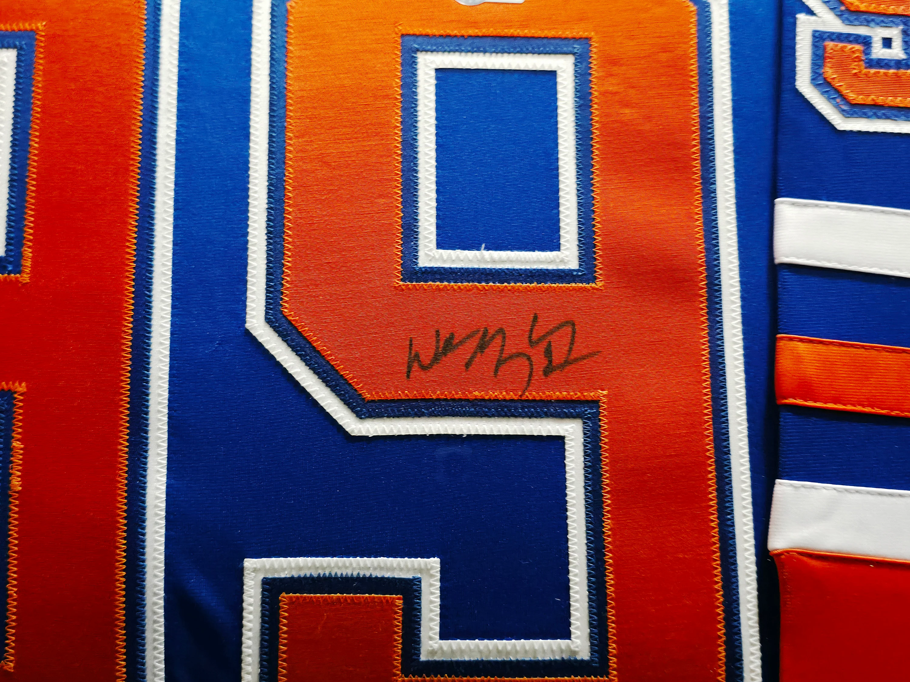 Edmonton Oilers Wayne Gretzky Autographed Framed Blue & Orange Jersey Beckett BAS QR Stock #254313 - Image 3