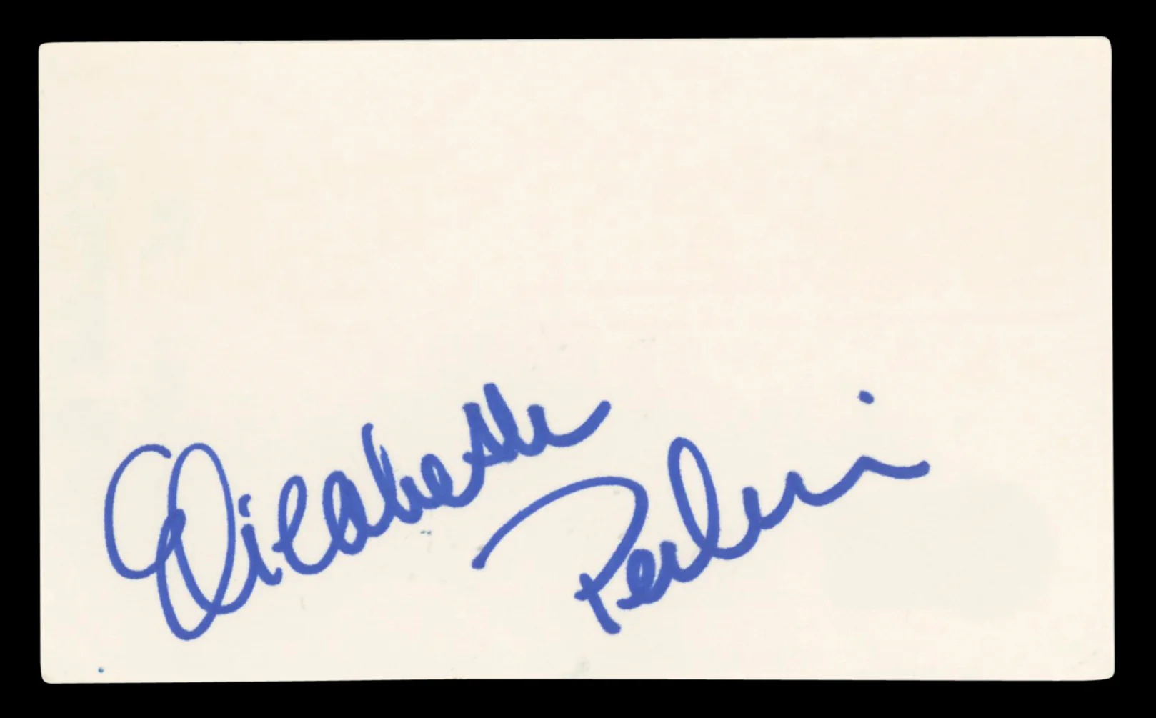 Elizabeth Perkins Big Authentic Signed 3x5 Index Card Autographed BAS #BV03237 - Image 2