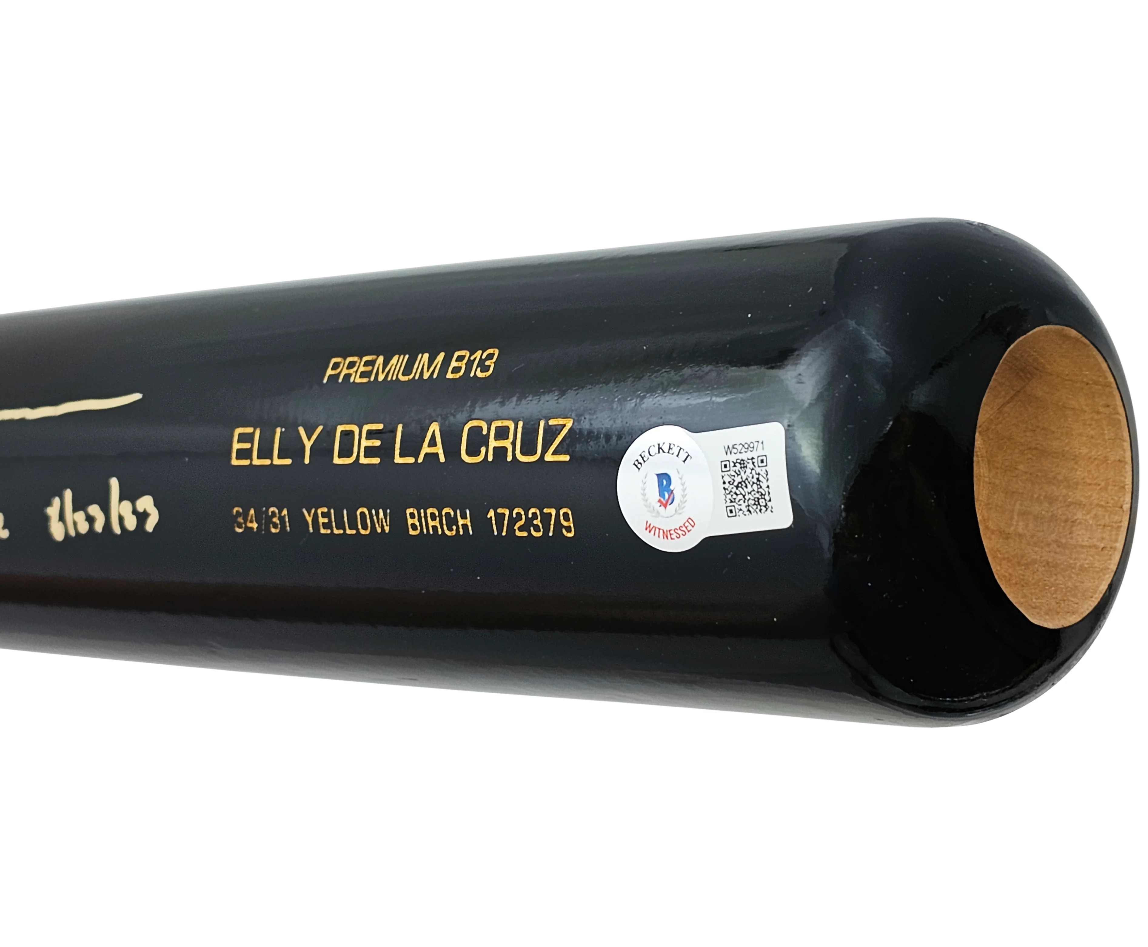 Elly De La Cruz Autographed Black B45 Player Model Bat Cincinnati Reds "Cycle 6/23/23" Beckett BAS Witness Stock #220222 - Image 5