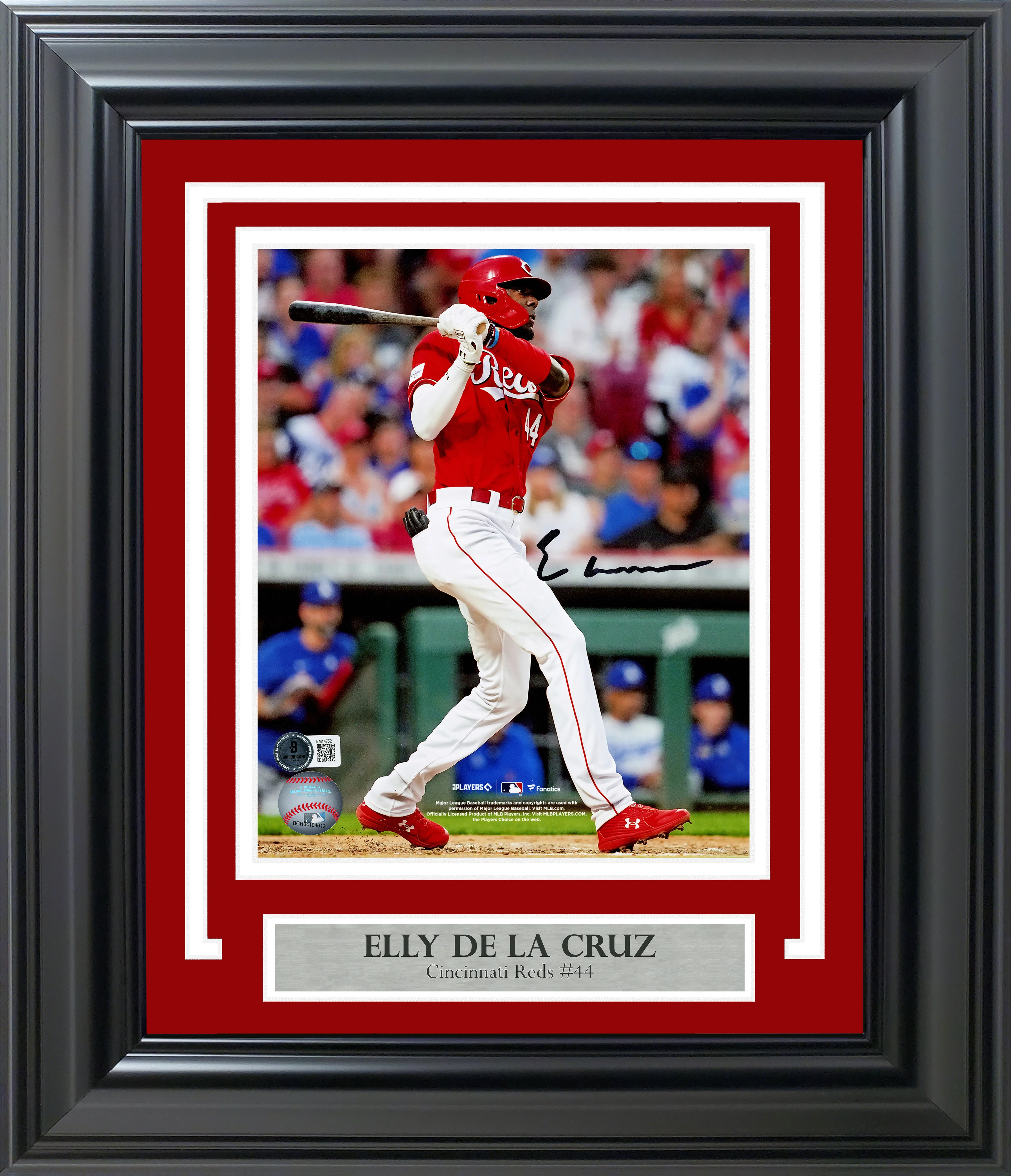 Elly De La Cruz Autographed Framed 8x10 Photo Cincinnati Reds HR Swing Beckett BAS QR Stock #254270