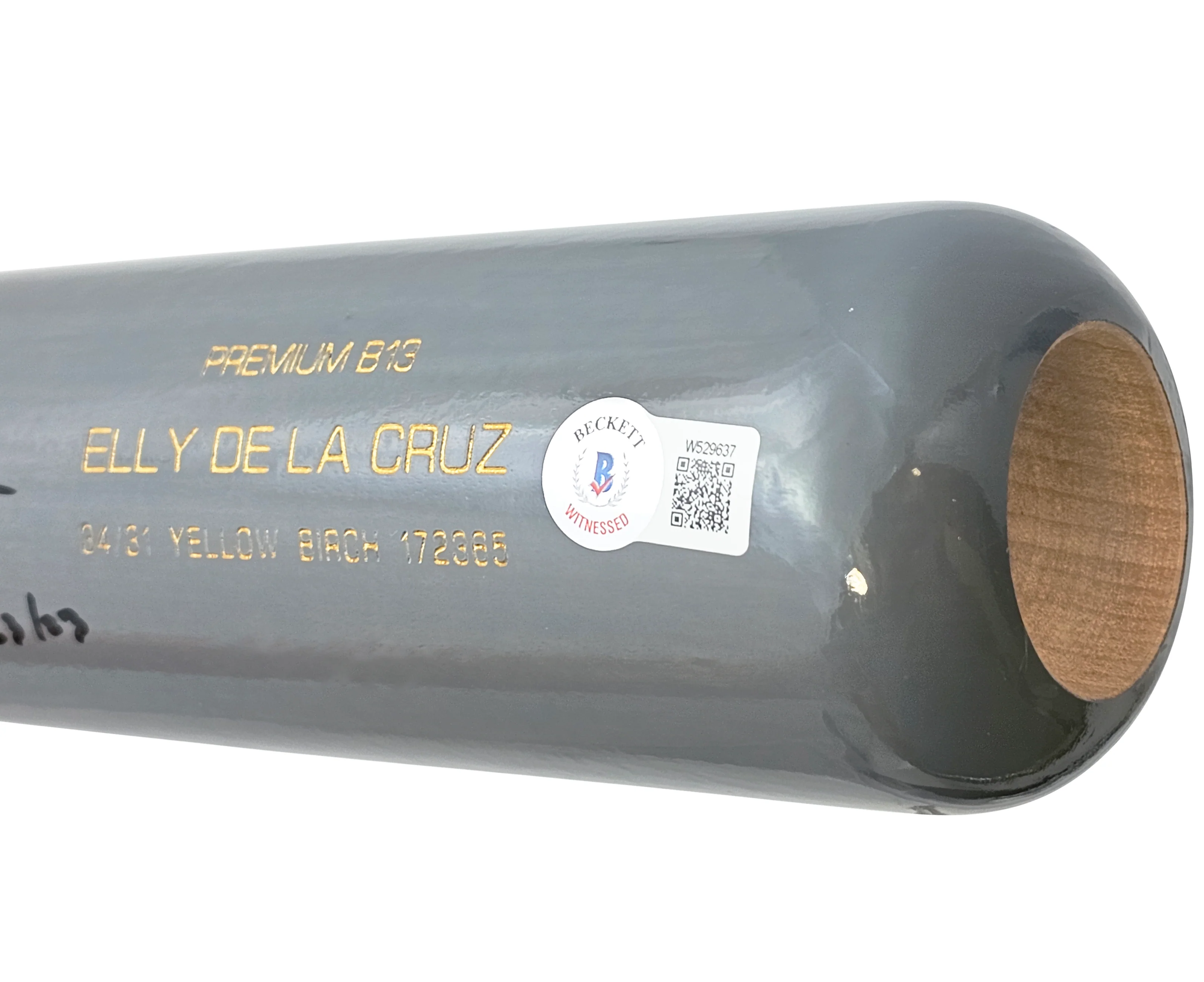 Elly De La Cruz Autographed Gray B45 Player Model Bat Cincinnati Reds "Cycle 6/23/23" Beckett BAS Witness Stock #220221 - Image 5