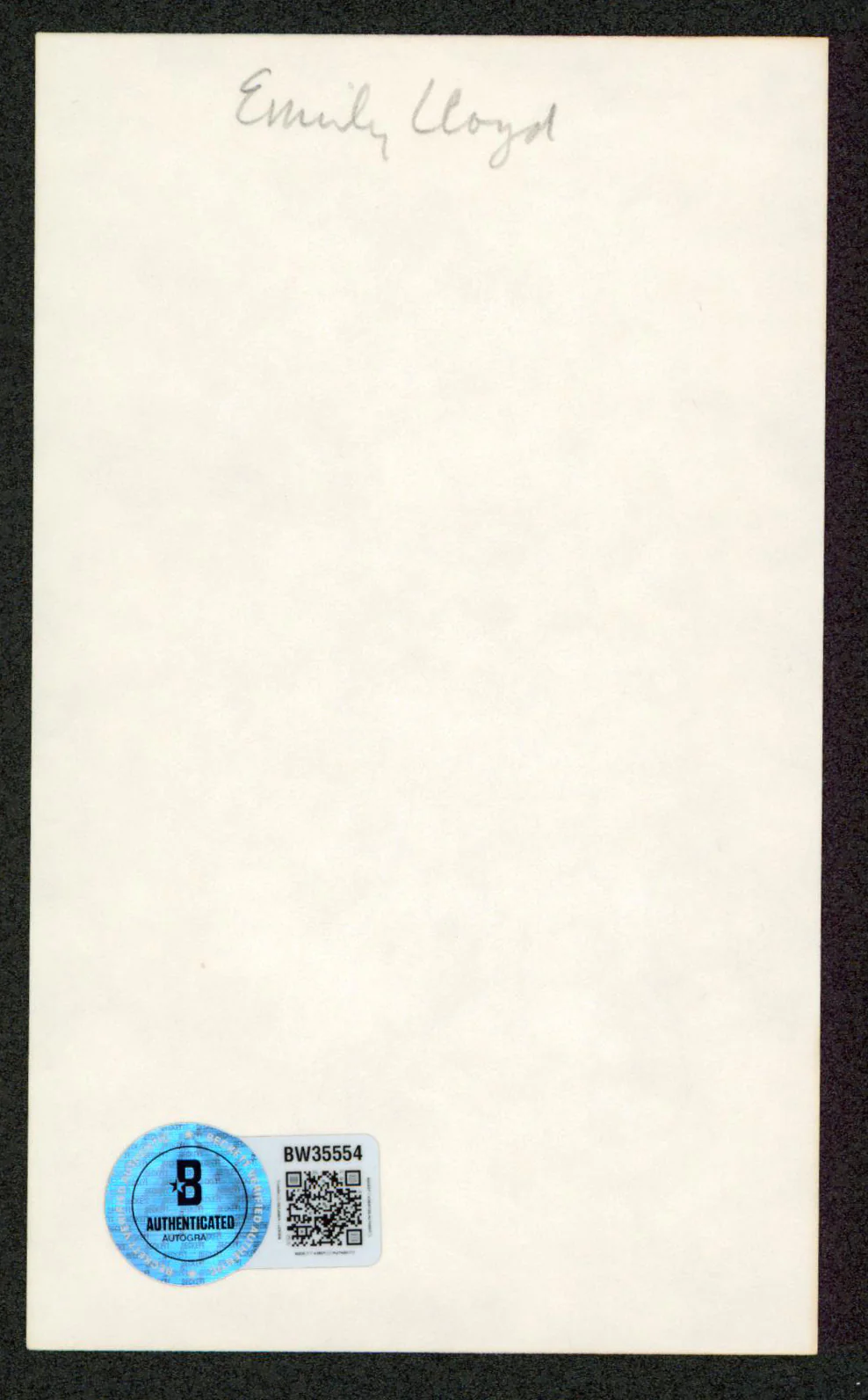 Emily Lloyd Mermaids Authentic Signed 3x5 Index Card Autographed BAS #BW35554 - Image 3