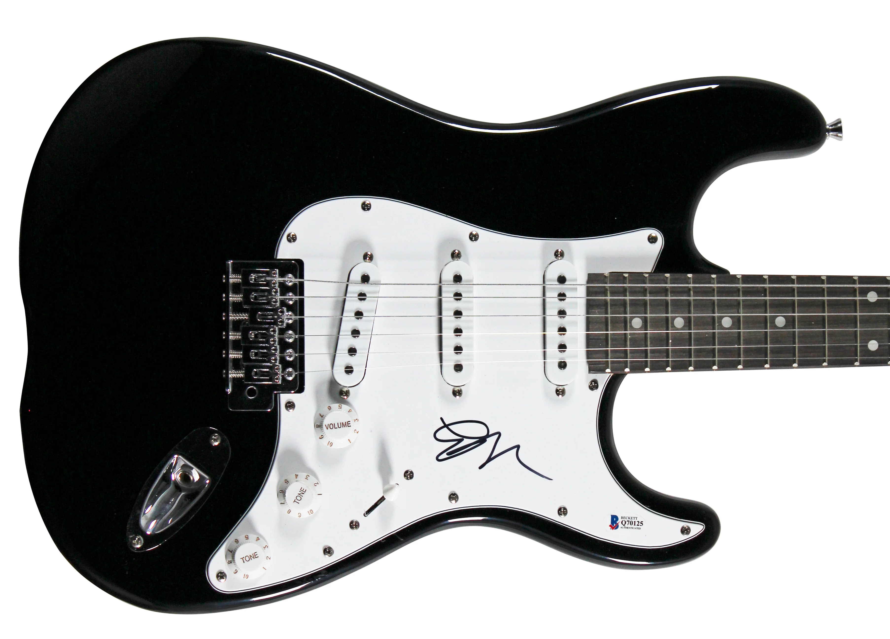 Emily Ratajkowski Authentic Signed Black Electric Guitar Autographed BAS #Q70125 - Image 2