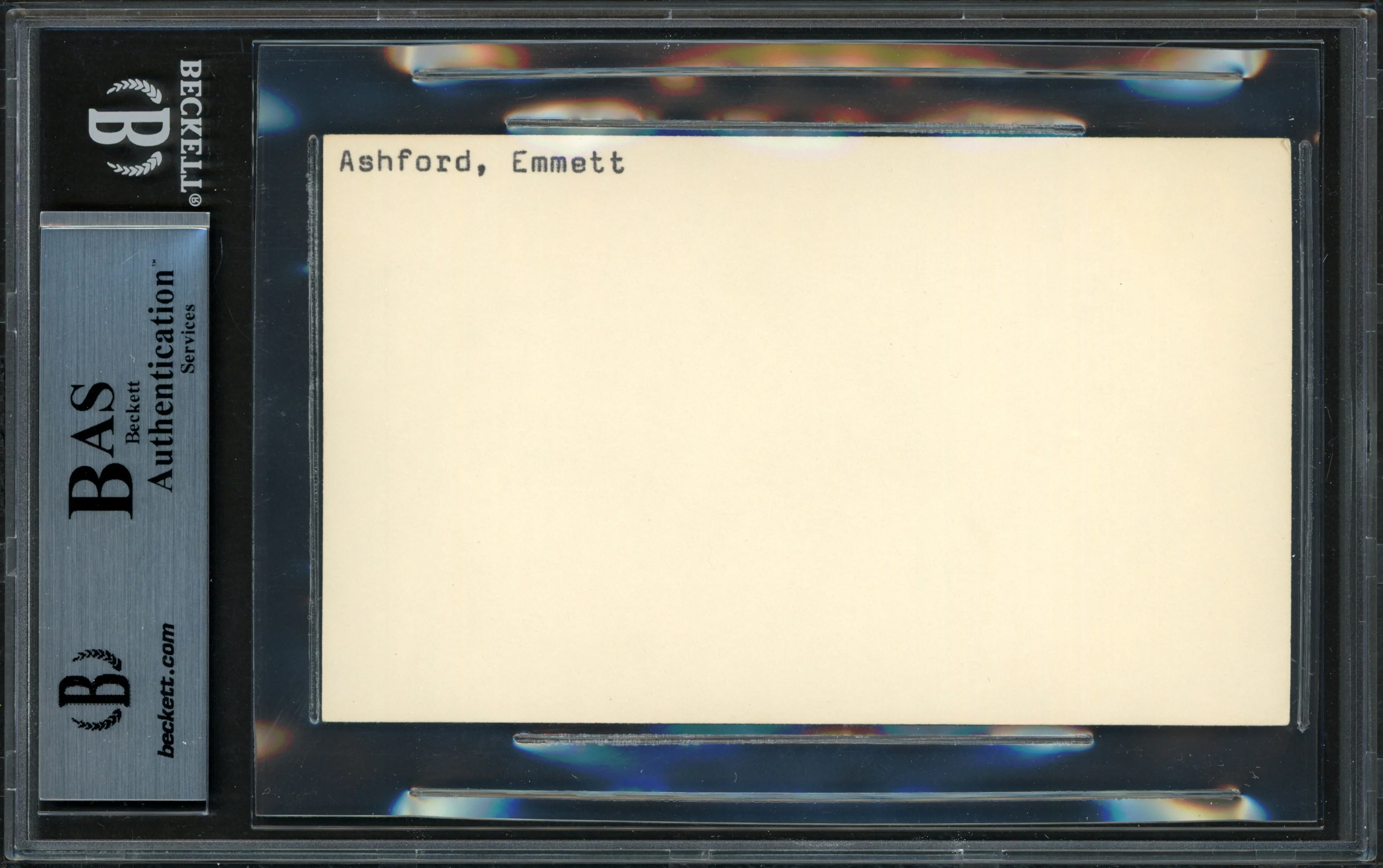 Emmett Ashford Autographed 3x5 Index Card Umpire Beckett BAS #15867656 - Image 2