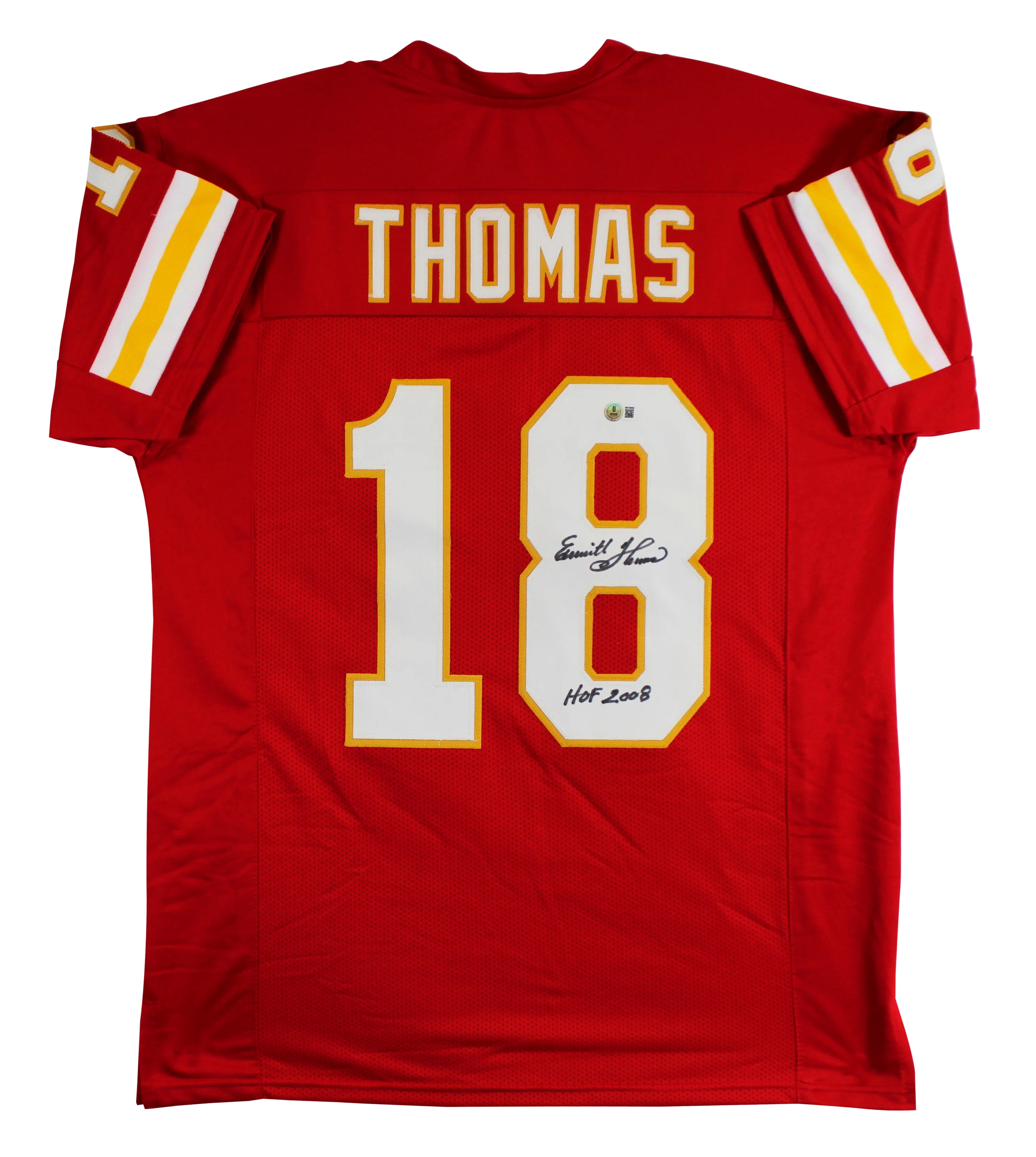 Emmitt Thomas HOF "2008" Authentic Signed Red Pro Style Jersey BAS Witnessed - Image 2