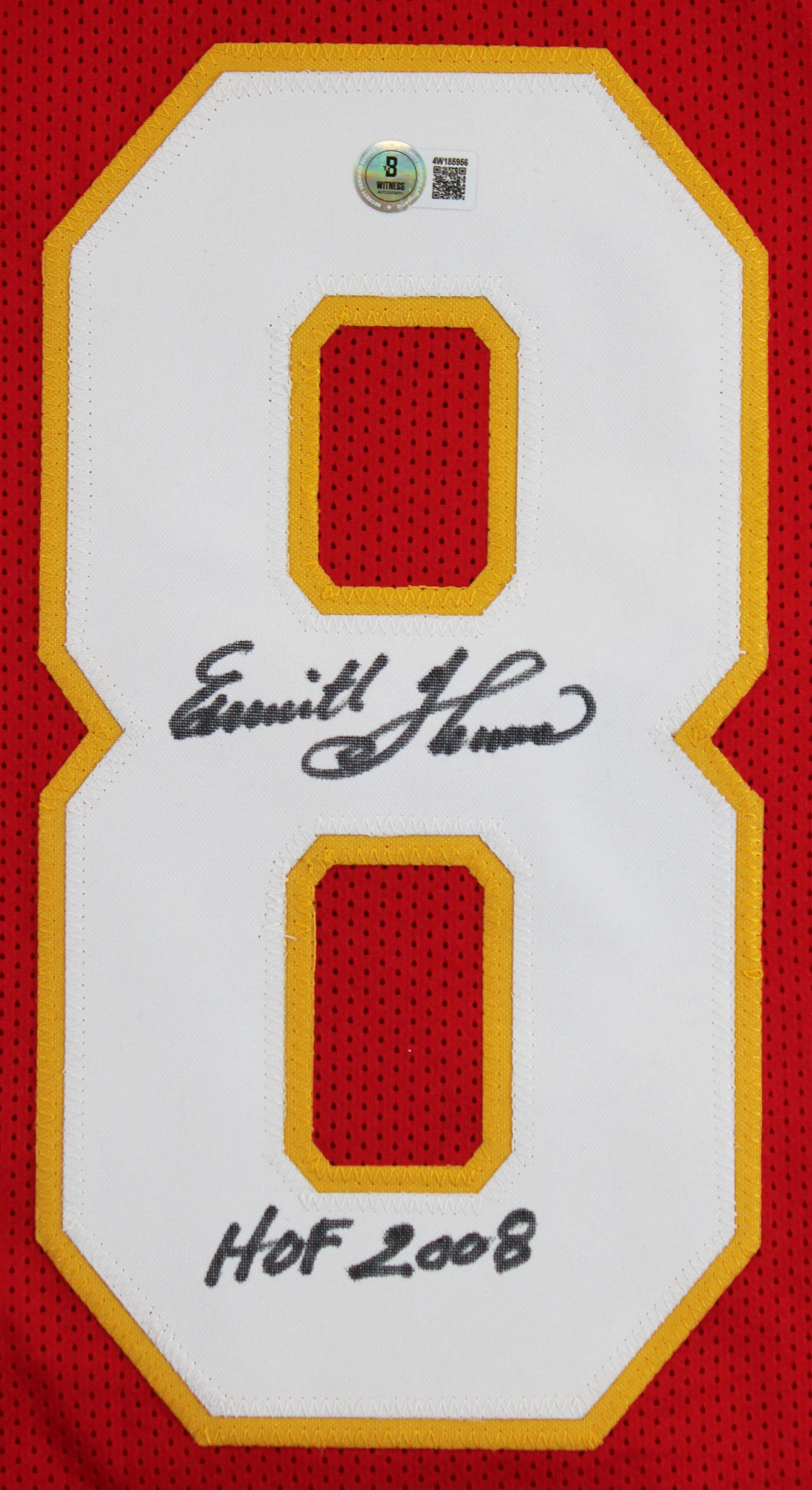 Emmitt Thomas HOF "2008" Authentic Signed Red Pro Style Jersey BAS Witnessed - Image 3