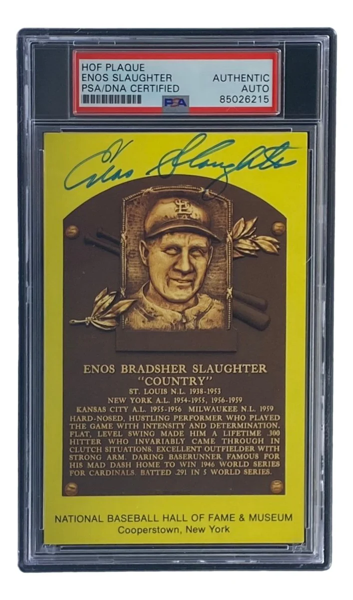 Enos Slaughter Signed 4x6 St Louis Cardinals HOF Plaque Card PSA/DNA 850262832 - Image 3