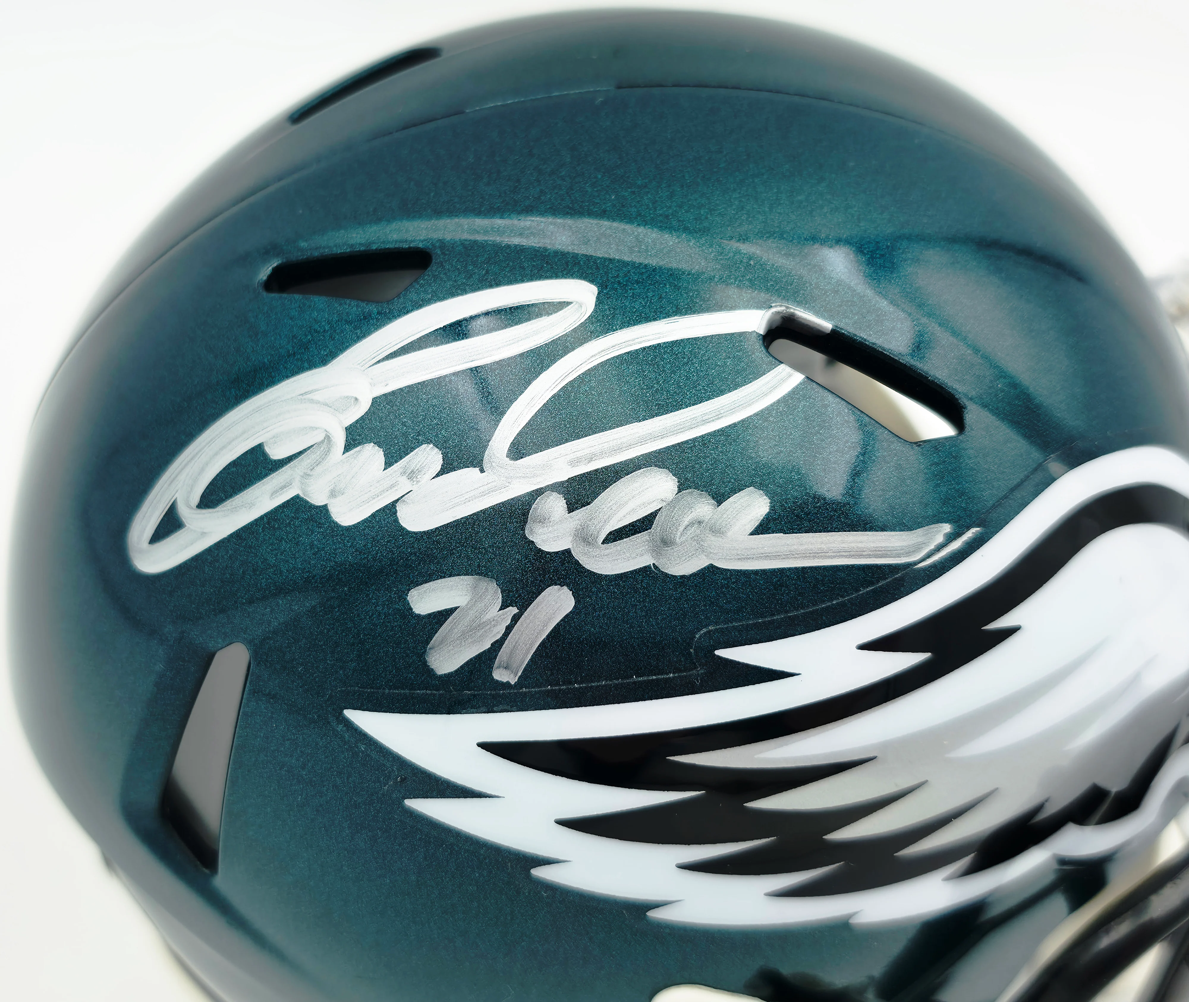 Eric Allen Autographed Philadelphia Eagles Green Speed Mini Helmet Beckett BAS QR Stock #261890 - Image 2