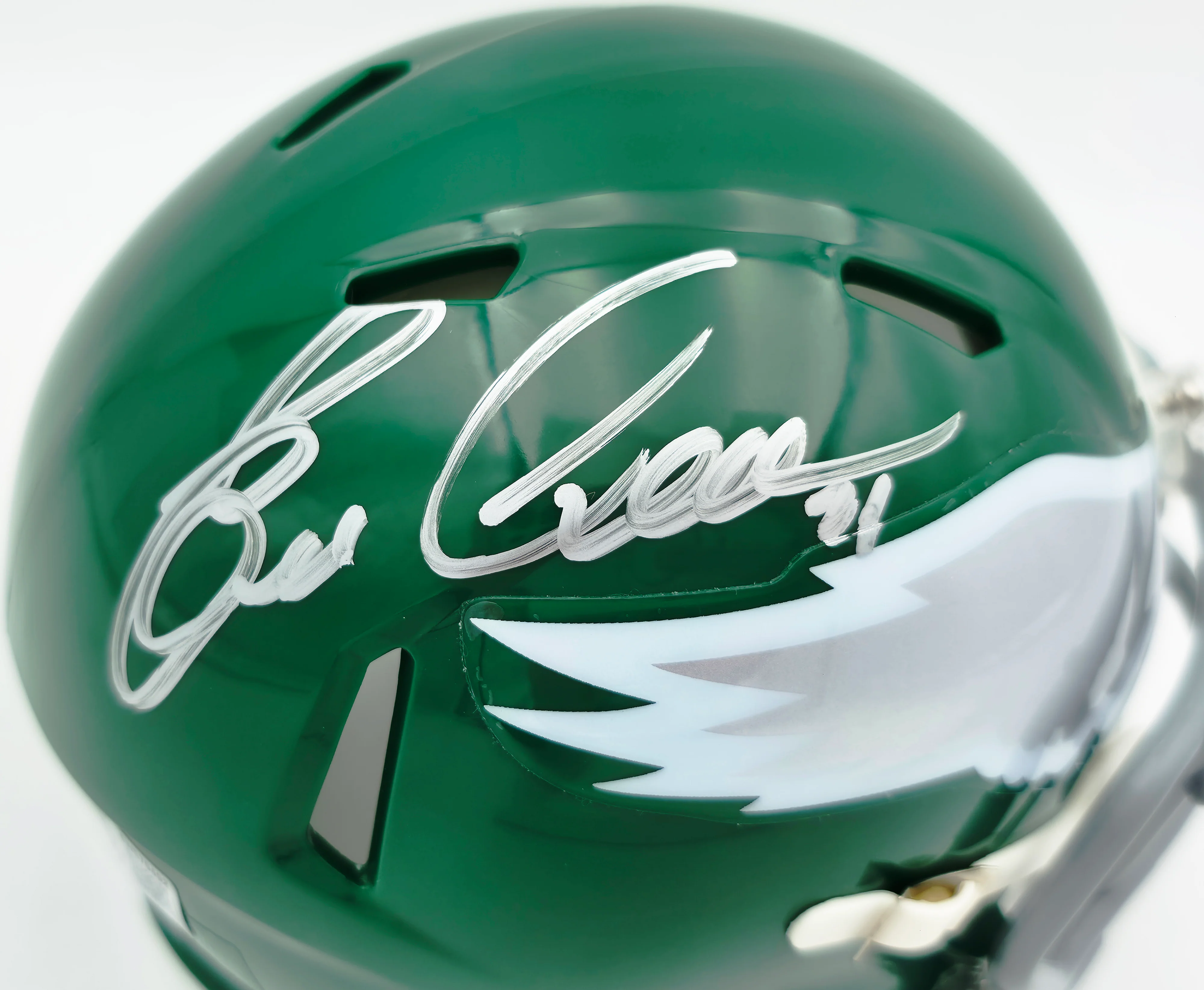 Eric Allen Autographed Philadelphia Eagles Kelly Green 1974-95 Throwback Speed Mini Helmet Beckett BAS QR Stock #261892 - Image 2